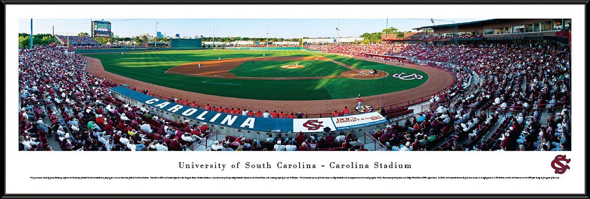South Carolina Gamecocks Baseball Poster - Blakeway Panoramas College Sports Wall Art for Game Room, Dorm, or Office Decor
