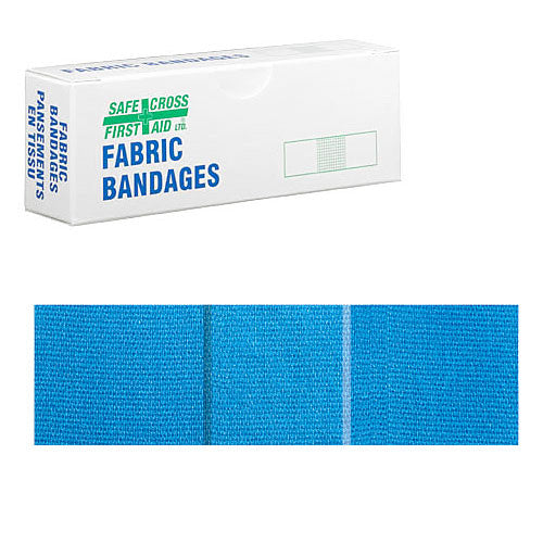 Detectable Fabric Bandages 2.2 x 7.6 cm (12 Count) - Blue Food-Safe Adhesive Bandages for Kitchens & Food Processing Safety