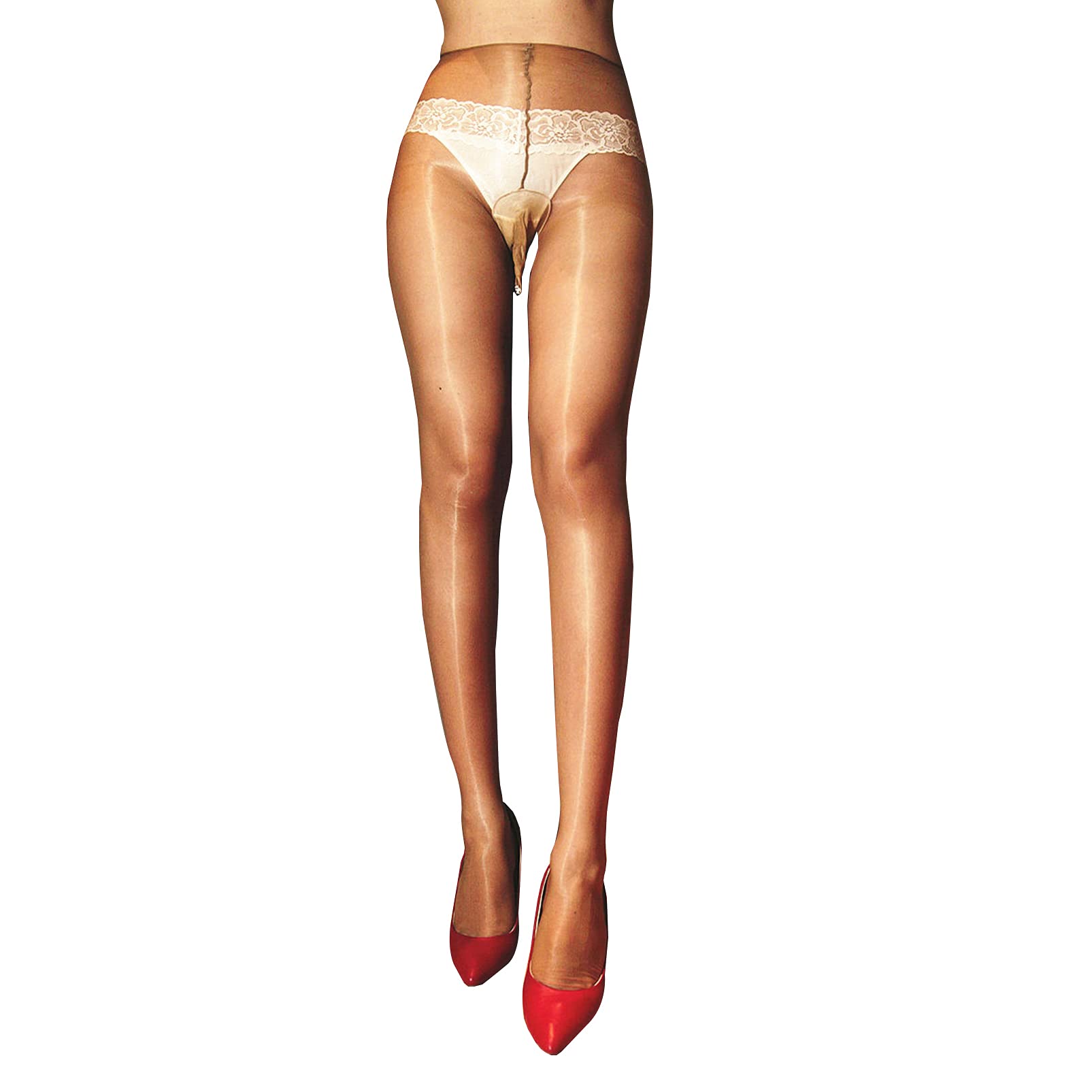BEFASY Men's Sexy 1D Shiny Glossy Pantyhose - High Elastic Silky Nylon Sheer Tights for Crossdressing, Cosplay & Sensual Wear
