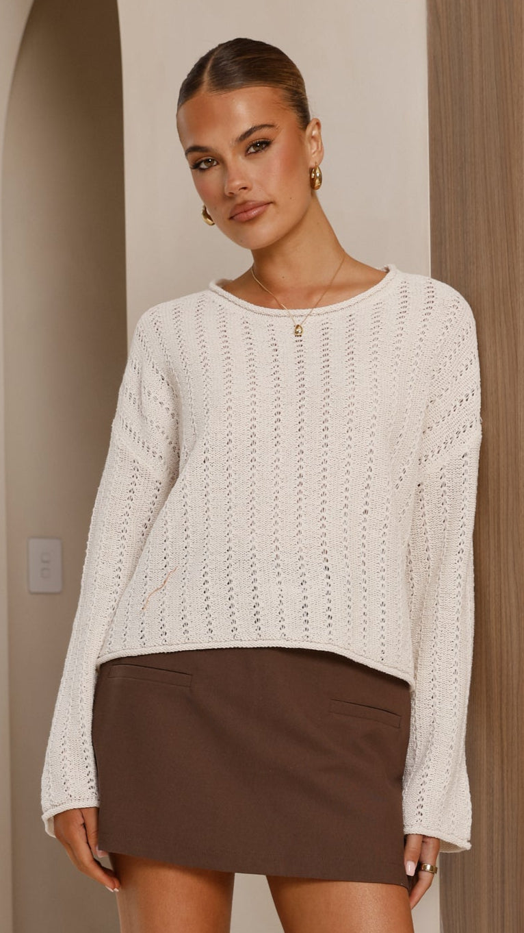 Lydia Jumper Ivory - Women's Elegant Knit Sweater for Fall & Winter | Cozy Casual Wear for Office, Dates & Outings