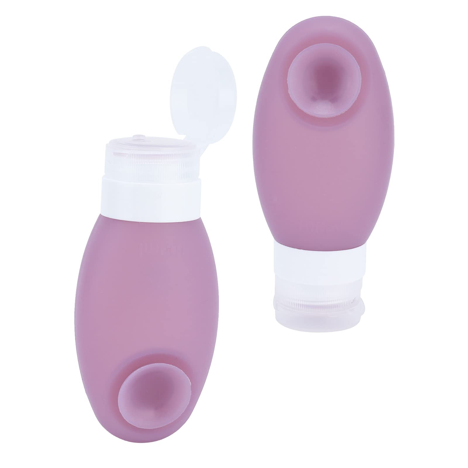 100ml Mini Travel Bottles - Refillable Silicone Toiletry Containers with Suction Cup for Shampoo, Conditioner & Lotion (Purple) | Perfect for Airplane Carry-on, Gym Bag & Vacation Essentials