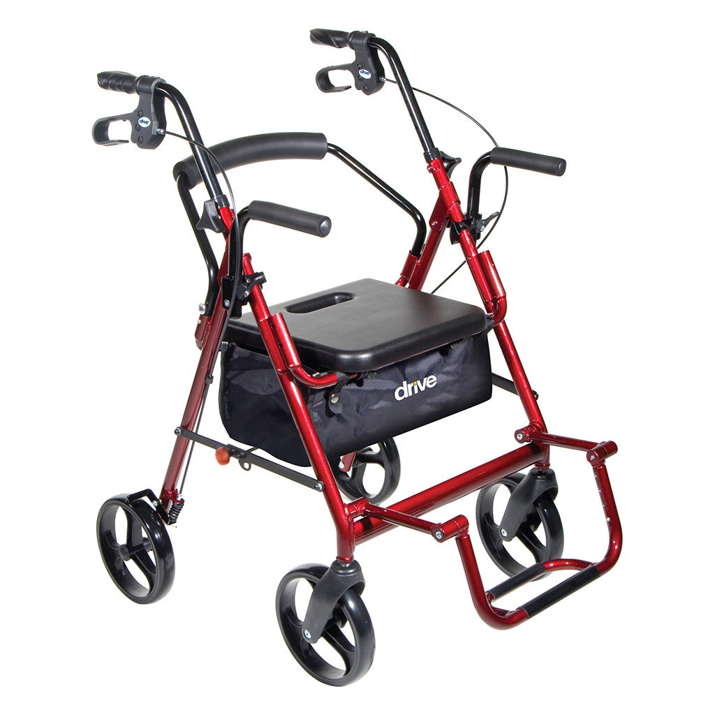 Duet Transport Wheelchair Rollator Walker - Lightweight Folding Mobility Aid for Seniors & Disabled - Perfect for Travel, Shopping & Outdoor Activities