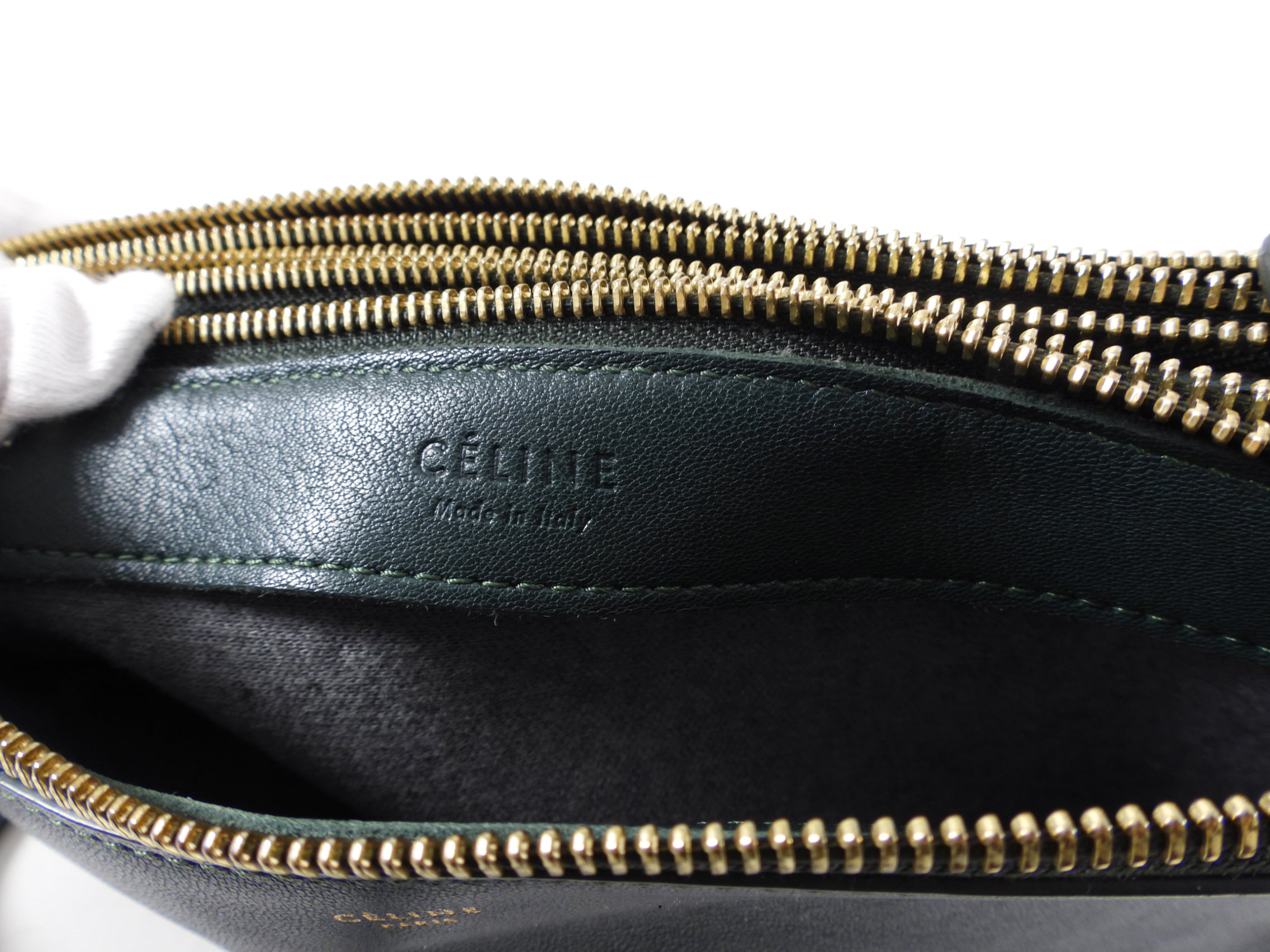 Celine Dark Green Smooth Leather Large Trio Crossbody Bag for Women | Luxury Designer Handbag for Everyday Use, Work & Travel