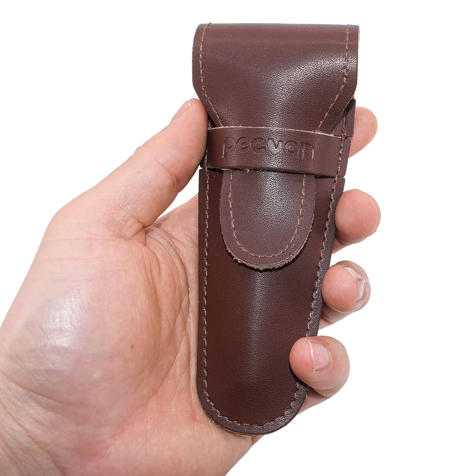 Pecvan Genuine Leather Safety Razor Travel Case - Premium Brown Leather Protective Holder for Double Edge Razor Blades | Perfect for Men's Grooming, Travel & Storage | Durable & Stylish Razor Accessory