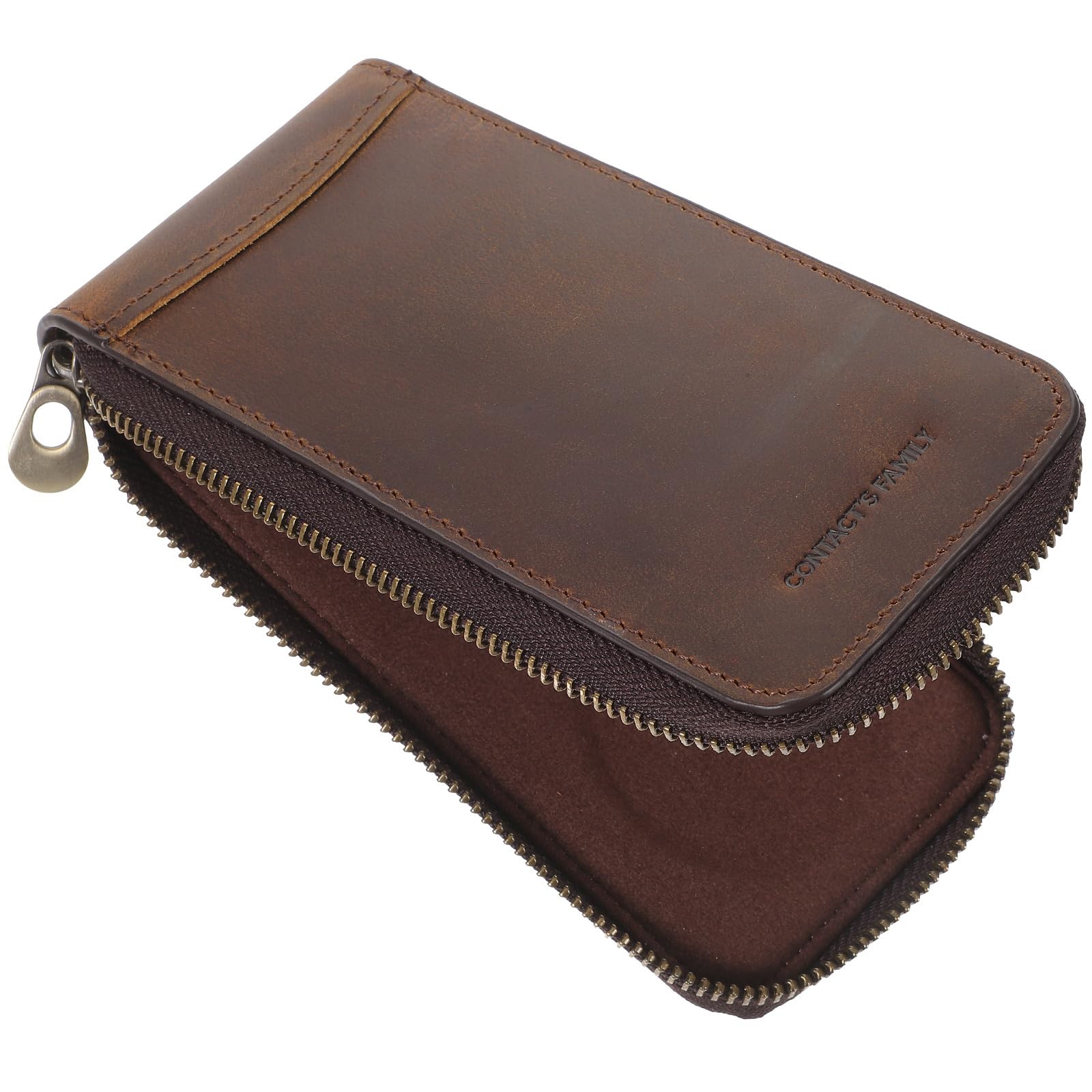 Vintage Leather Zipper Watch Case - Single Slot Pocket Watch Storage Box & Jewelry Organizer - Travel-Friendly Watch Display Holder for Men & Women - Perfect for Home, Office, and Coffee Table Decor