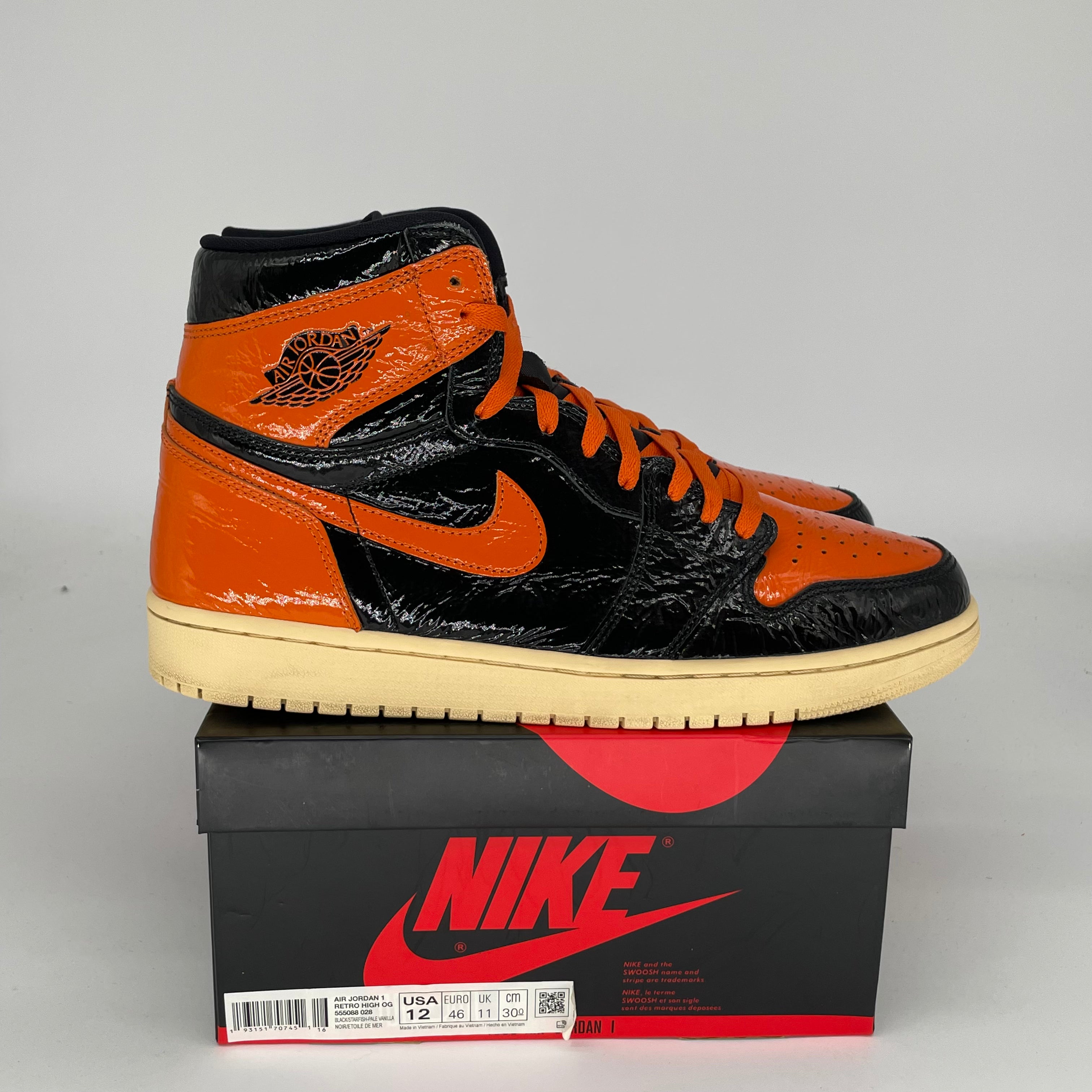 AIR JORDAN 1 SHATTERED BACKBOARD 3.0 Retro High OG Basketball Shoes - Men's Size 12 (555088-028) - Perfect for Streetwear, Sneaker Collecting and Basketball Games