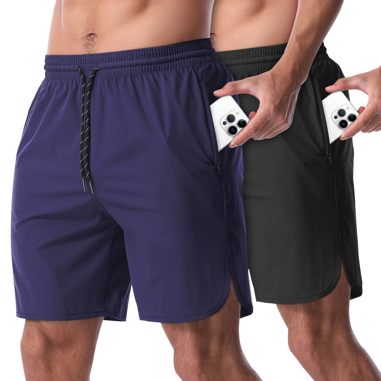 **CANGHPGIN 2 Pack Men's 7'' Running Shorts - Quick Dry Athletic Gym Shorts with Pockets for Workout, Jogging & Training - Lightweight & Breathable for Sports & Outdoor Activities**