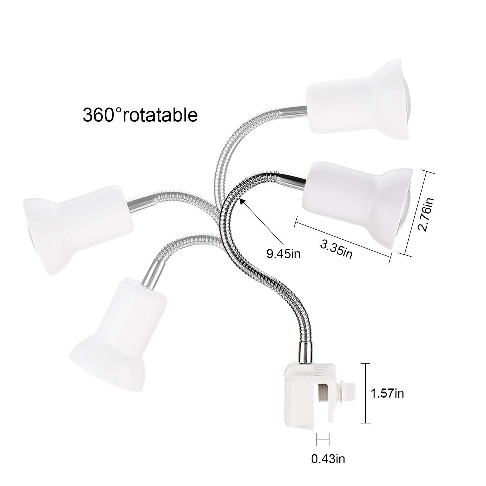 25W Reptile Heat Lamp with UVA UVB - Basking Spot Lamp for Turtles, Lizards & Reptiles - 360° Rotatable Clip with Switch & Holder - Includes 2 Bulbs (White) - Perfect for Aquariums, Terrariums & Reptile Habitats