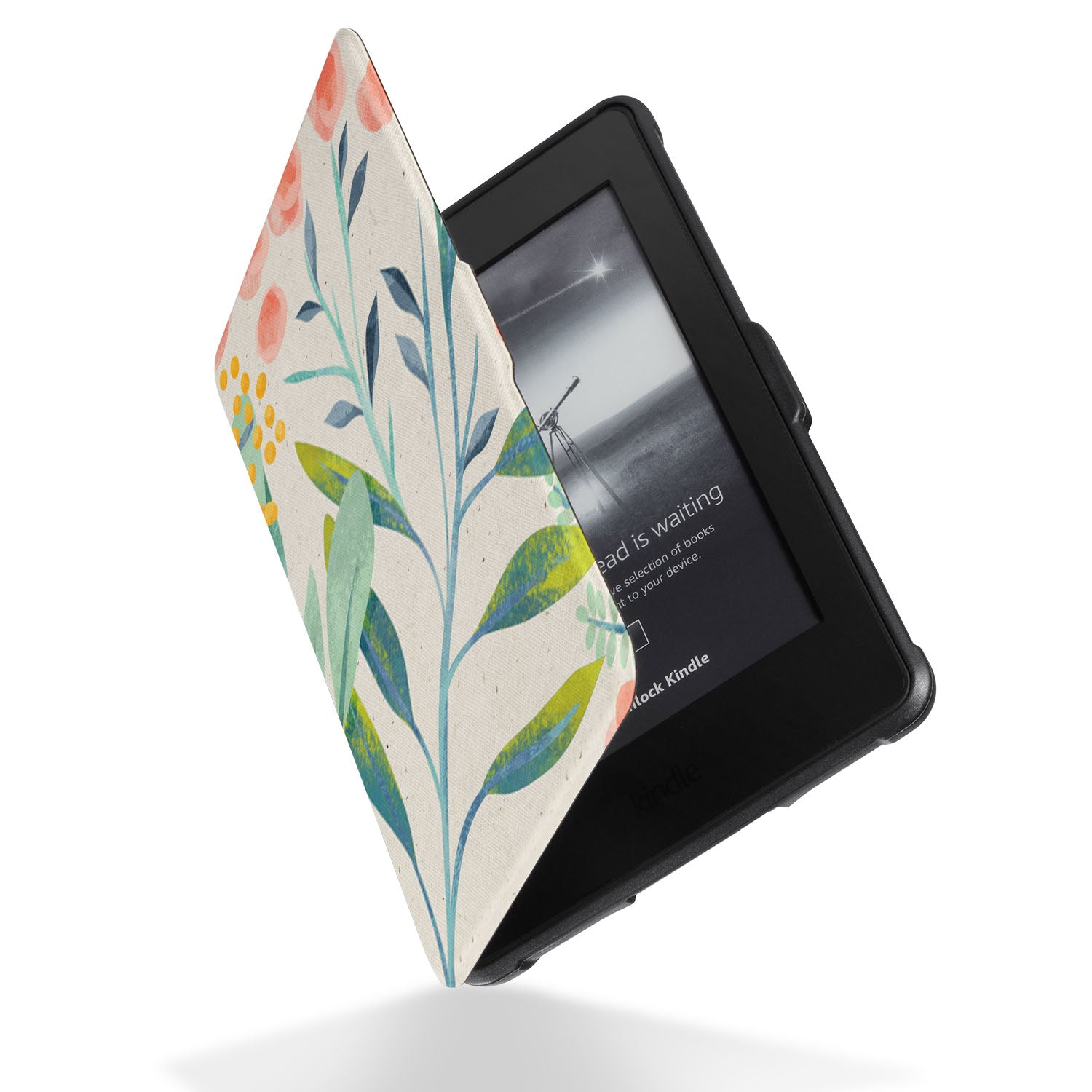 Premium Pink Floral Kindle Case - Protective Cover for Kindle E-Reader with Auto Wake/Sleep - Perfect for Reading at Home, Travel & Gifts