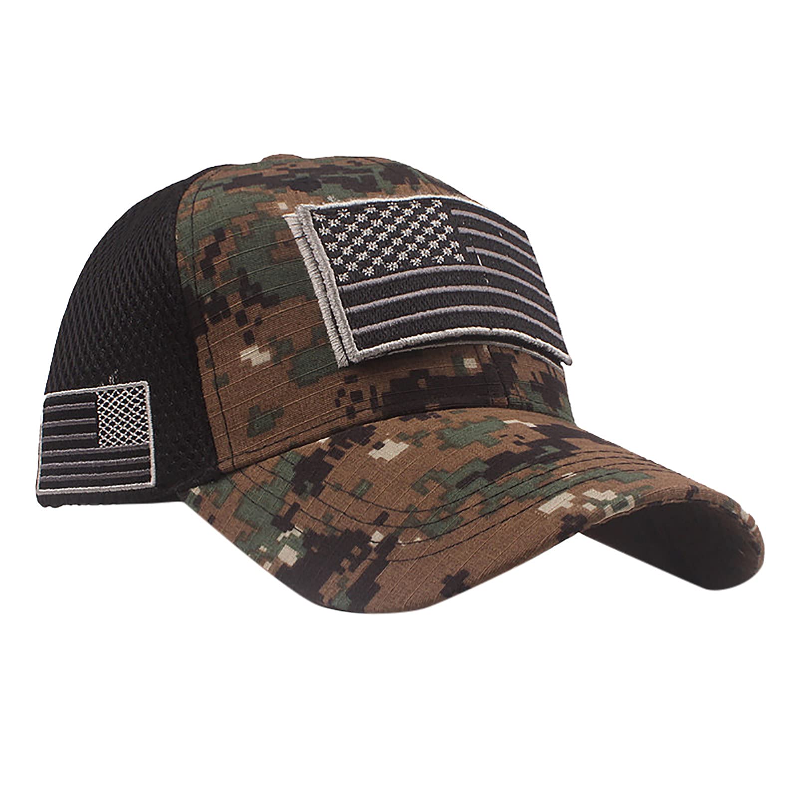 Jazzor Trucker Hat for Men & Women - Vintage Baseball Cap with Adjustable Snapback, Breathable Mesh Back, Summer & Spring Fashion Hat (Tan, American Flag Design) - Perfect for Outdoor Activities, Sports, and Casual Wear