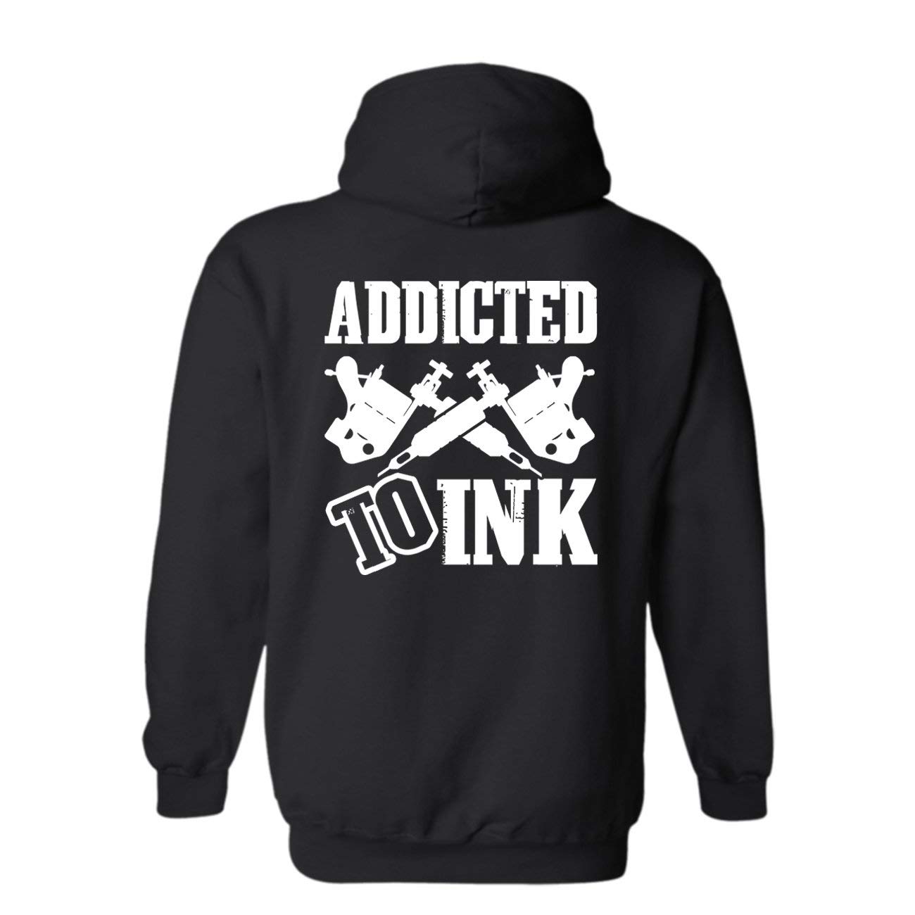 Addicted to Ink Tattoo Artist Long Sleeve Hoodie - Unisex Adult Pullover Sweatshirt for Tattoo Enthusiasts & Artists - Perfect for Studio, Casual Wear & Street Fashion