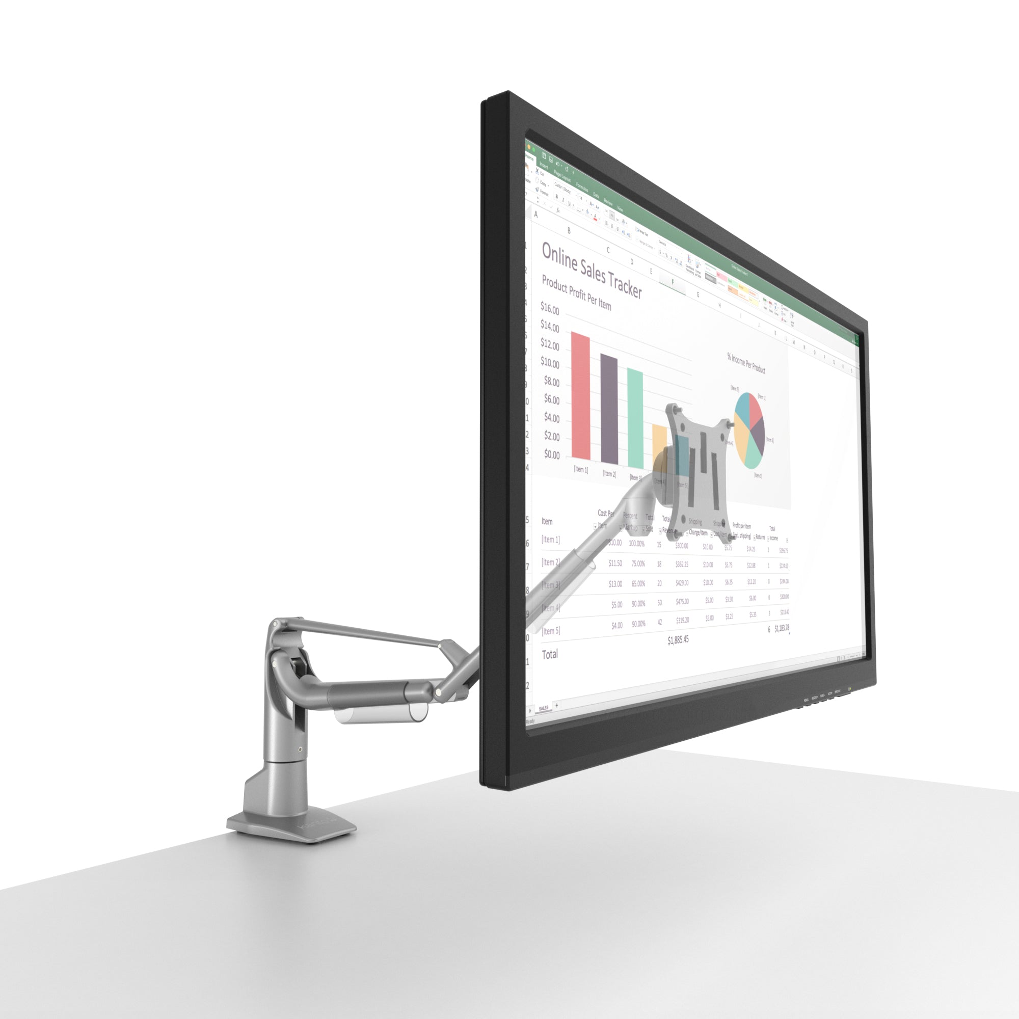 Kanto DMS1000 Adjustable Desktop Monitor Stand - Heavy Duty Dual Arm Mount for 13-32