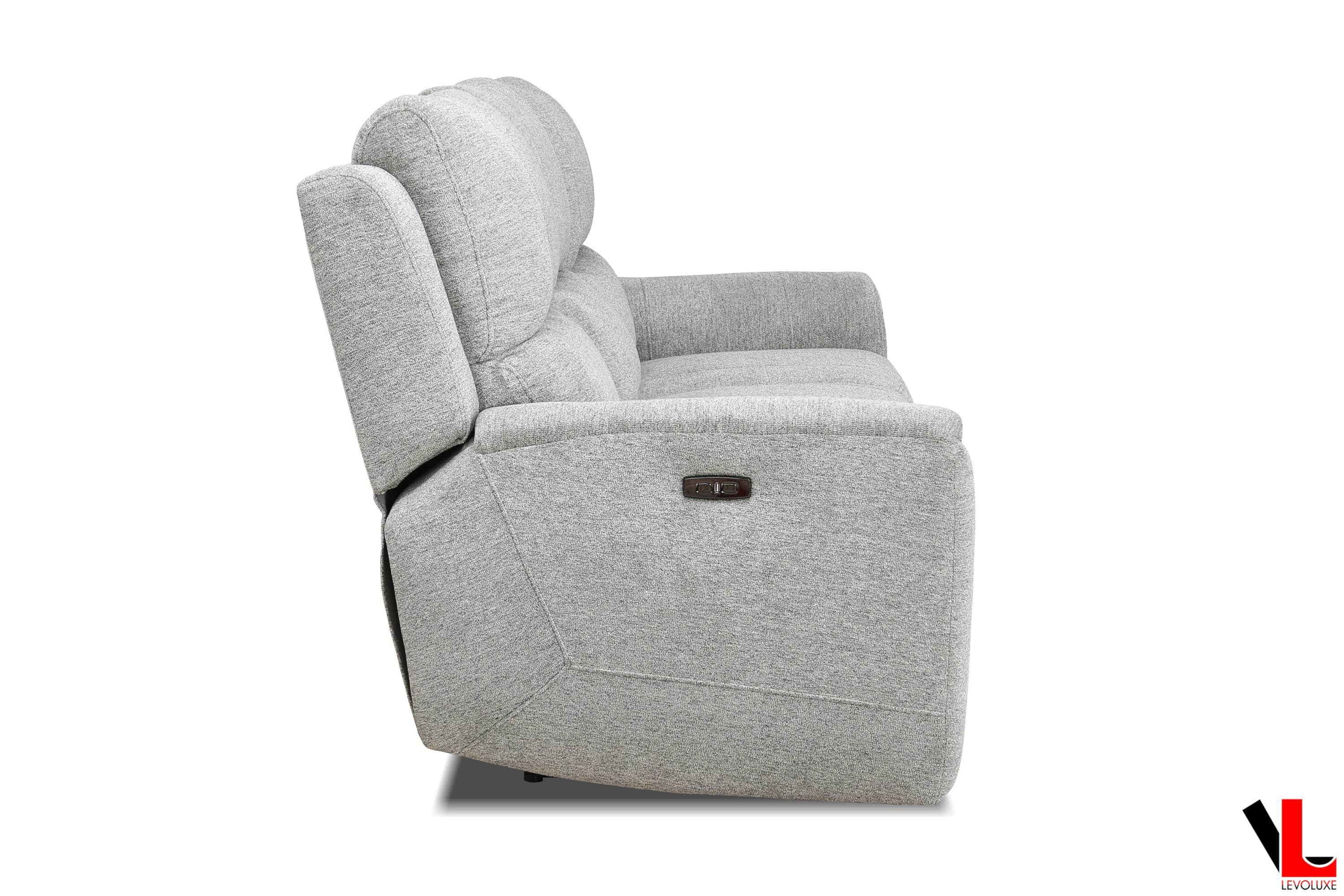 Sentinel 2-Piece Power Reclining Sofa and Loveseat Set with Adjustable Headrests in Tweed Ash Fabric - Perfect for Living Room, Home Theater & Family Movie Nights
