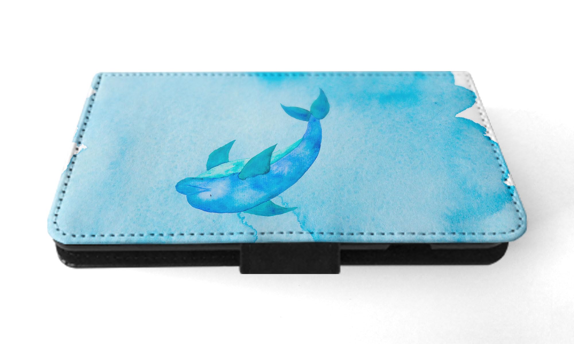 Waterproof Dolphin & Whale Flip Wallet Phone Case for Apple iPhone 15 Pro - Stylish Protective Cover with Card Slots for Beach, Travel & Everyday Use