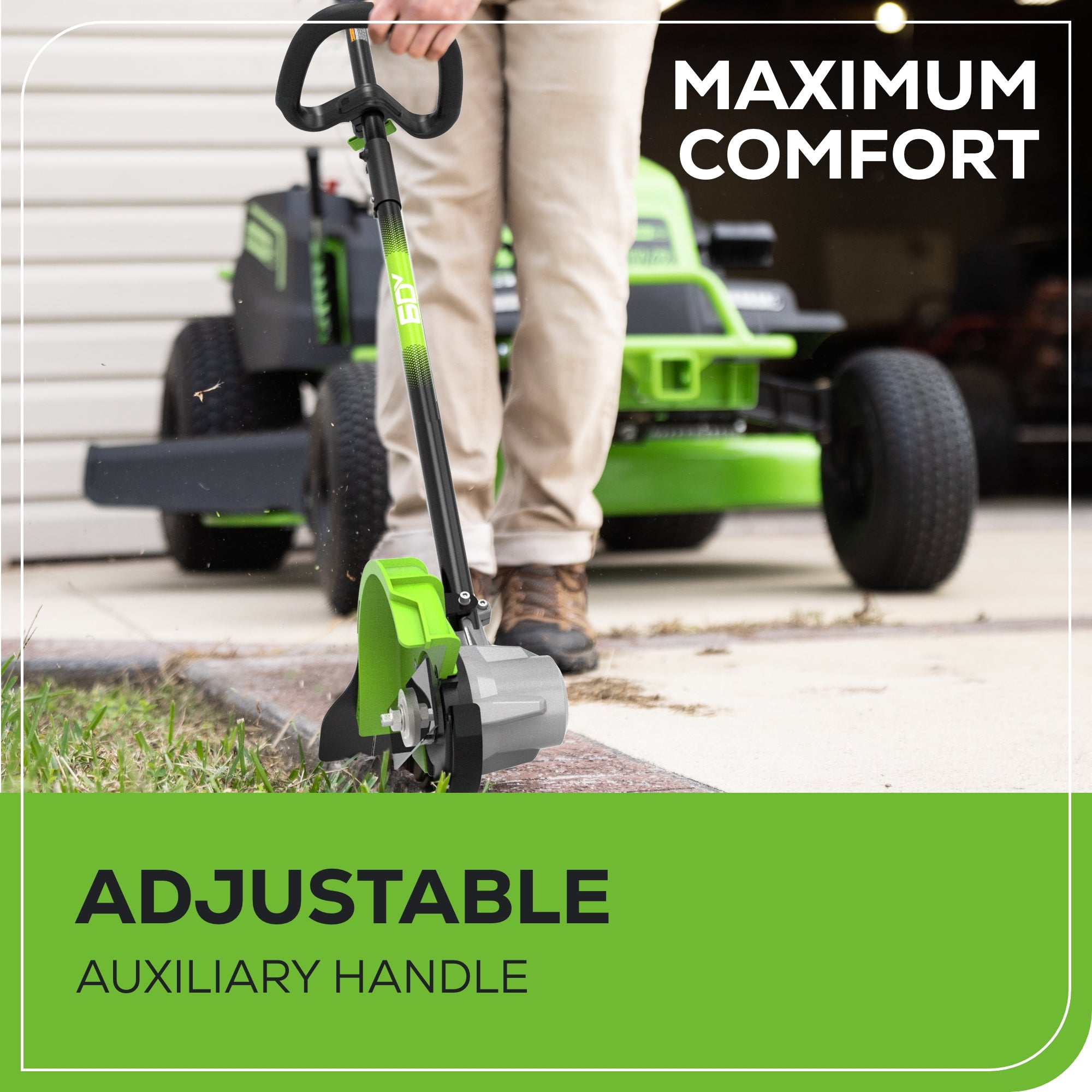 60V 8-Inch Cordless Battery Lawn Edger with 2.0Ah Battery & Charger - Black Shaft for Professional Landscaping & Yard Maintenance