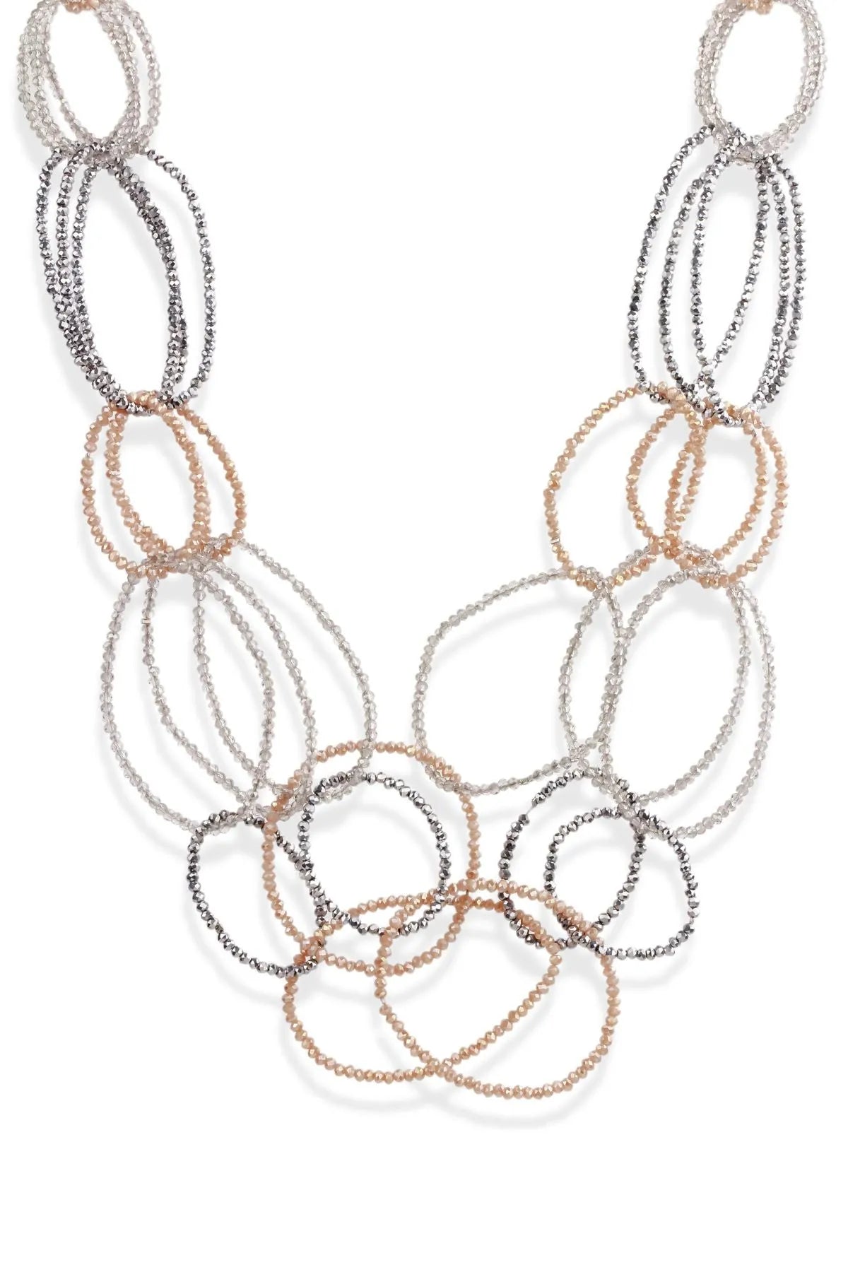 3 Layer Oval Crystal Beaded Necklace for Women - Elegant Layered Statement Jewelry for Party, Wedding & Evening Events