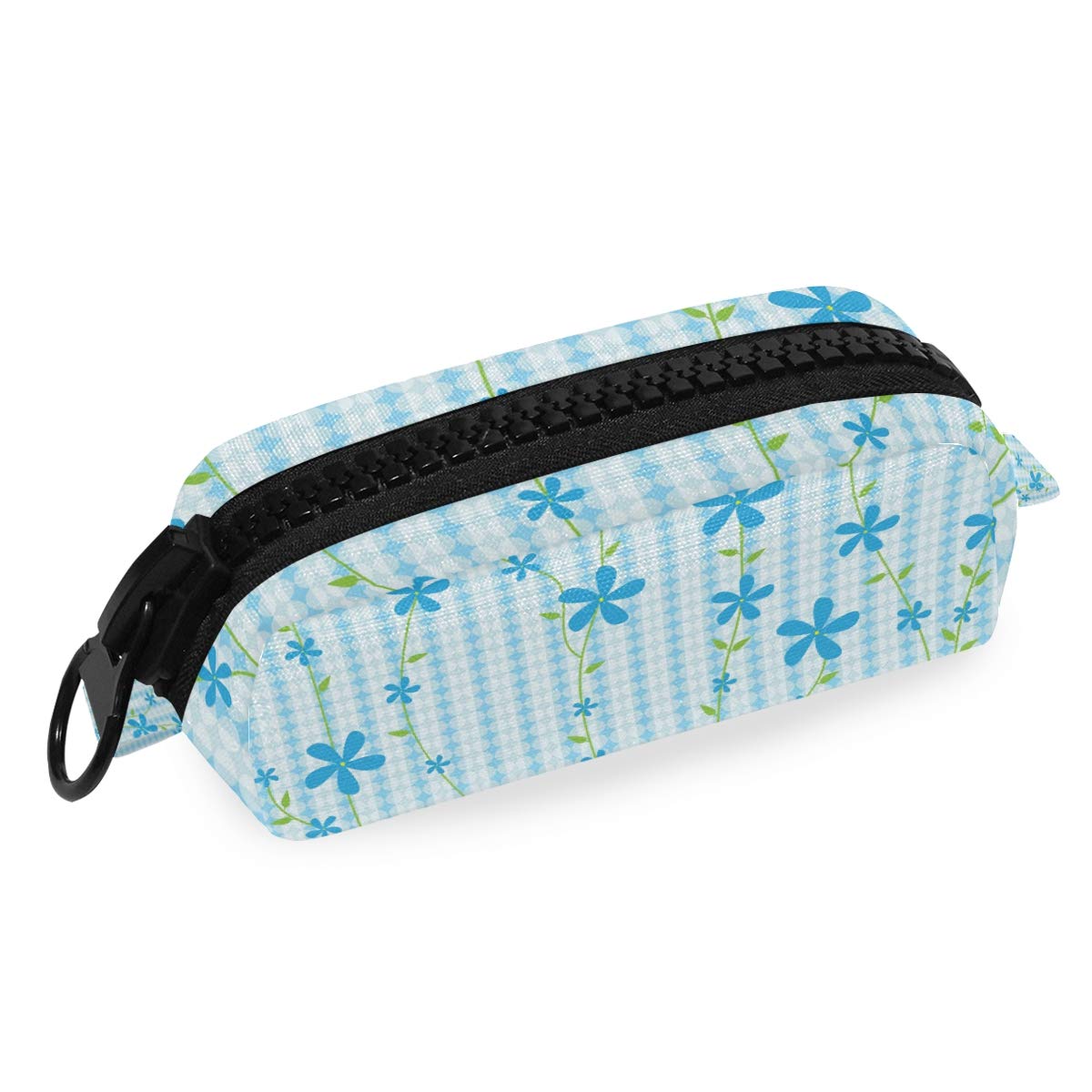FengJu Large Capacity Pencil Case with Zipper - Blue Floral Design for School, Office & Travel - Perfect for Pens, Markers, Makeup & Cosmetic Storage (Teen Girls & Women)