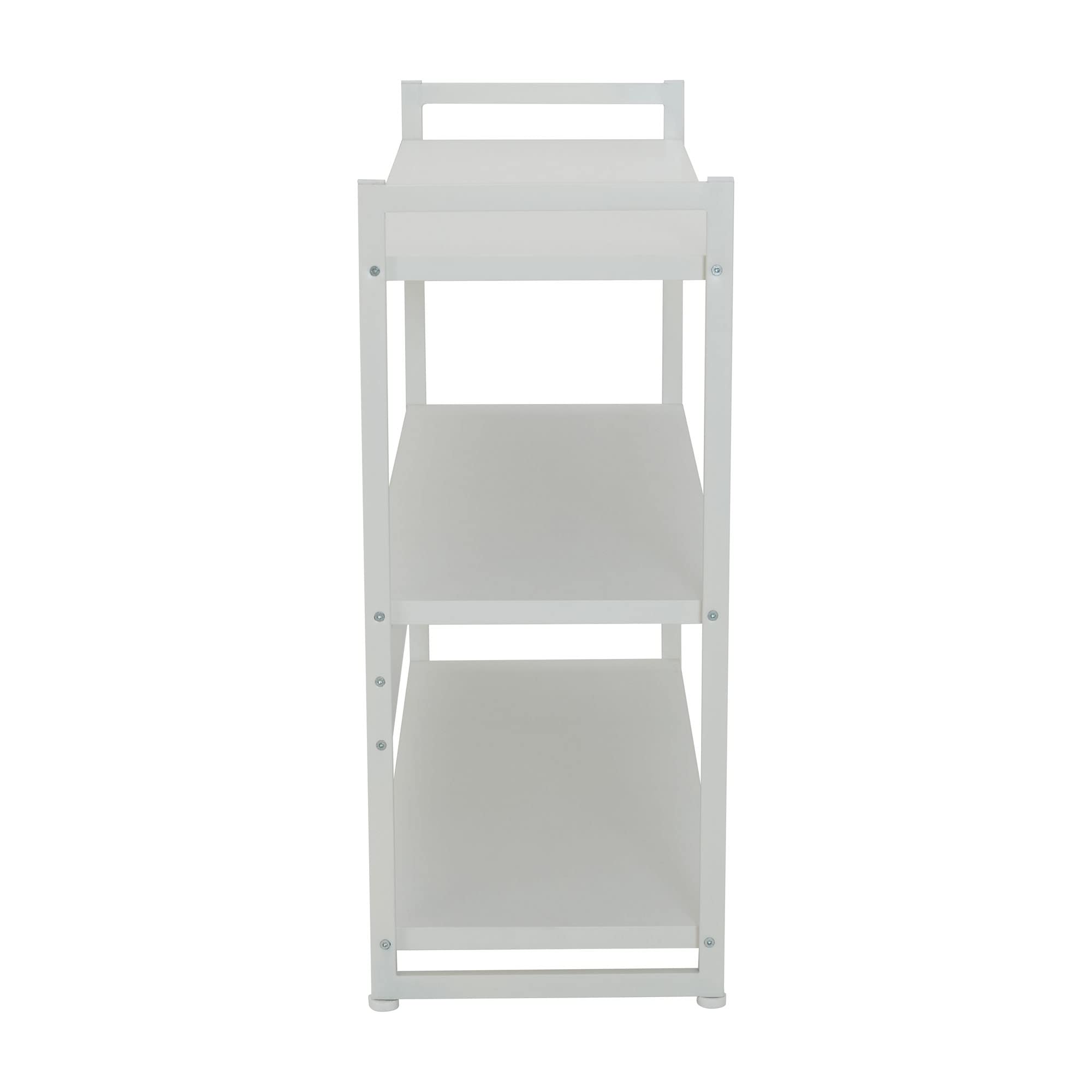 Jamestown Wide 3-Tier Open Storage Bookshelf - Scandinavian White Metal Shelving Unit for Living Room, Bedroom & Office Organization