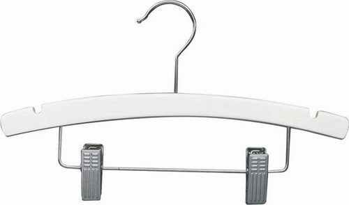12 Pack White Wooden Kids Clothes Hangers with Non-Slip Clips - Perfect for Nursery, Closet Organization & Toddler Clothing Storage