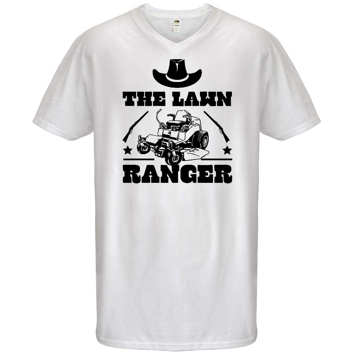 Inktastic Father's Day The Lawn Ranger with Mower Men's V-Neck T-Shirt - Funny Gardening Gift for Dad, Husband - Perfect for Father's Day, Birthday & BBQ Parties