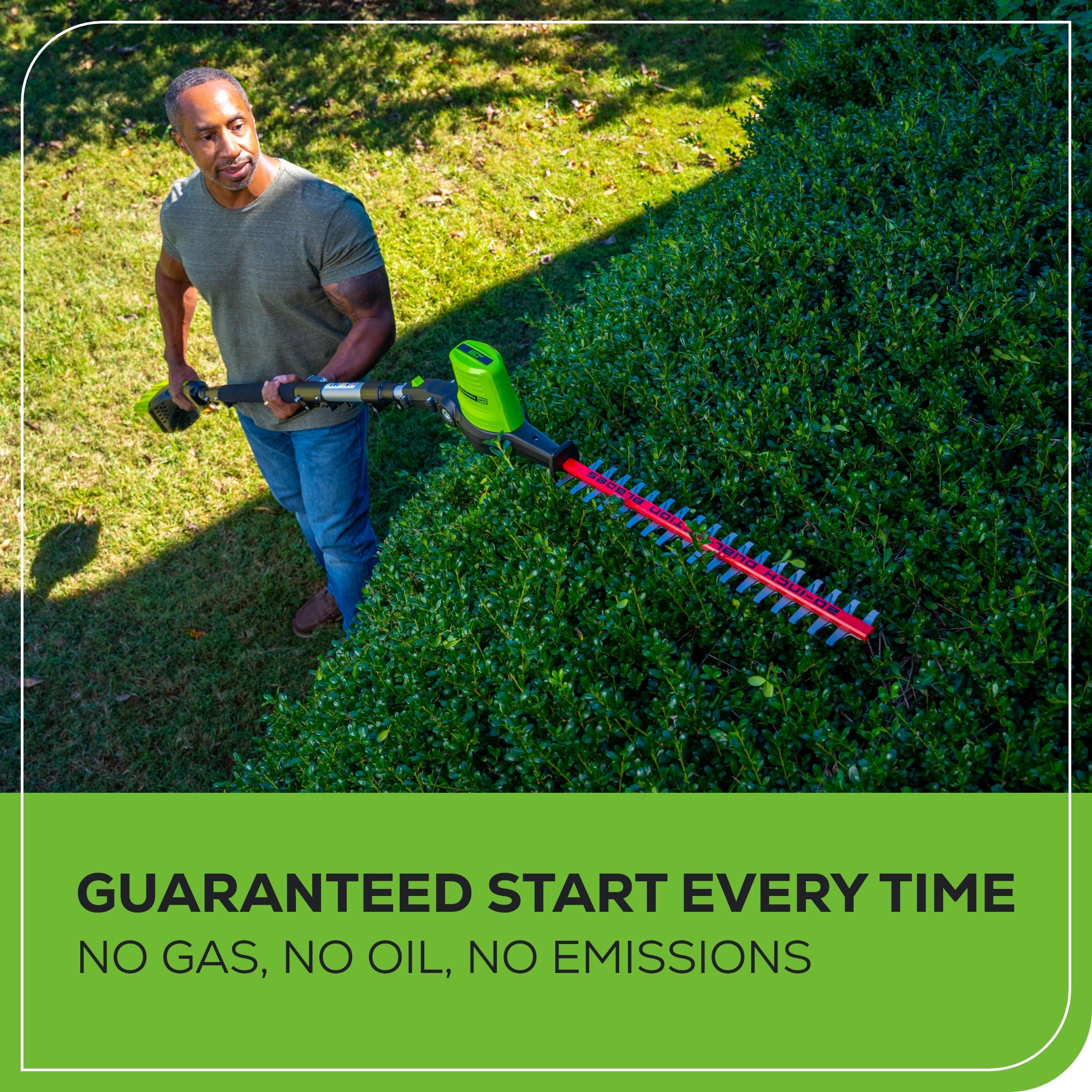 80V 20-Inch Cordless Battery Pole Hedge Trimmer - 3/4 Inch Cutting Capacity, 3000 SPM, with 2.0Ah Battery & Fast Charger - Perfect for Tall Hedges, Tree Trimming, and Landscaping Maintenance