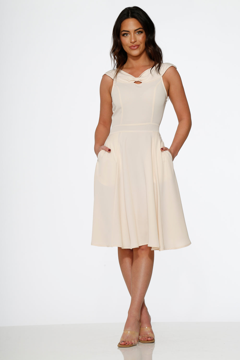 Off White Casual Swing Dress for Women - Flowy A-Line Summer Dress for Parties, Dates & Outdoor Events