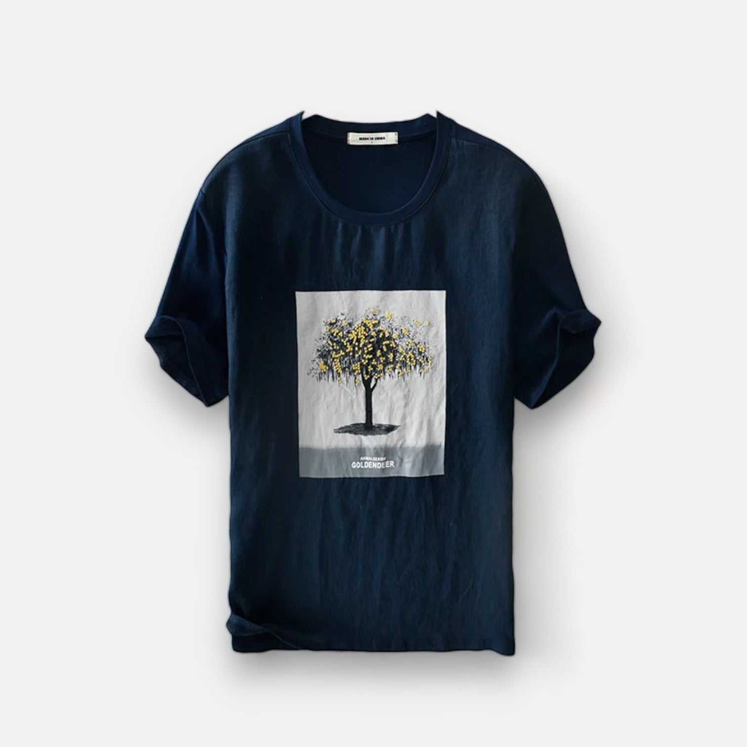 Stylish Tree Print Slim Fit Summer T-Shirt for Men - Breathable Cotton Casual Tee for Outdoor Activities & Vacation Wear