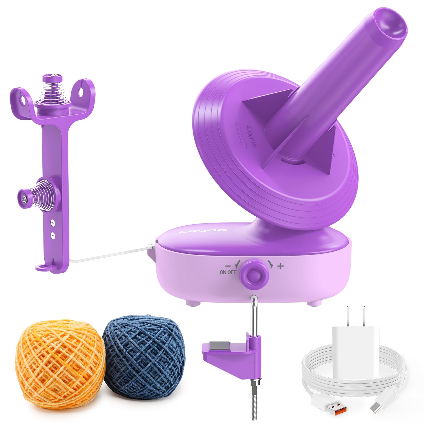 Electric Yarn Ball Winder Machine - 10oz Large Automatic Yarn Winder with Dual-Spring Tension & Stepless Speed for Crocheting, Knitting - Perfect for Crafting Yarn Cakes & DIY Projects (Purple)