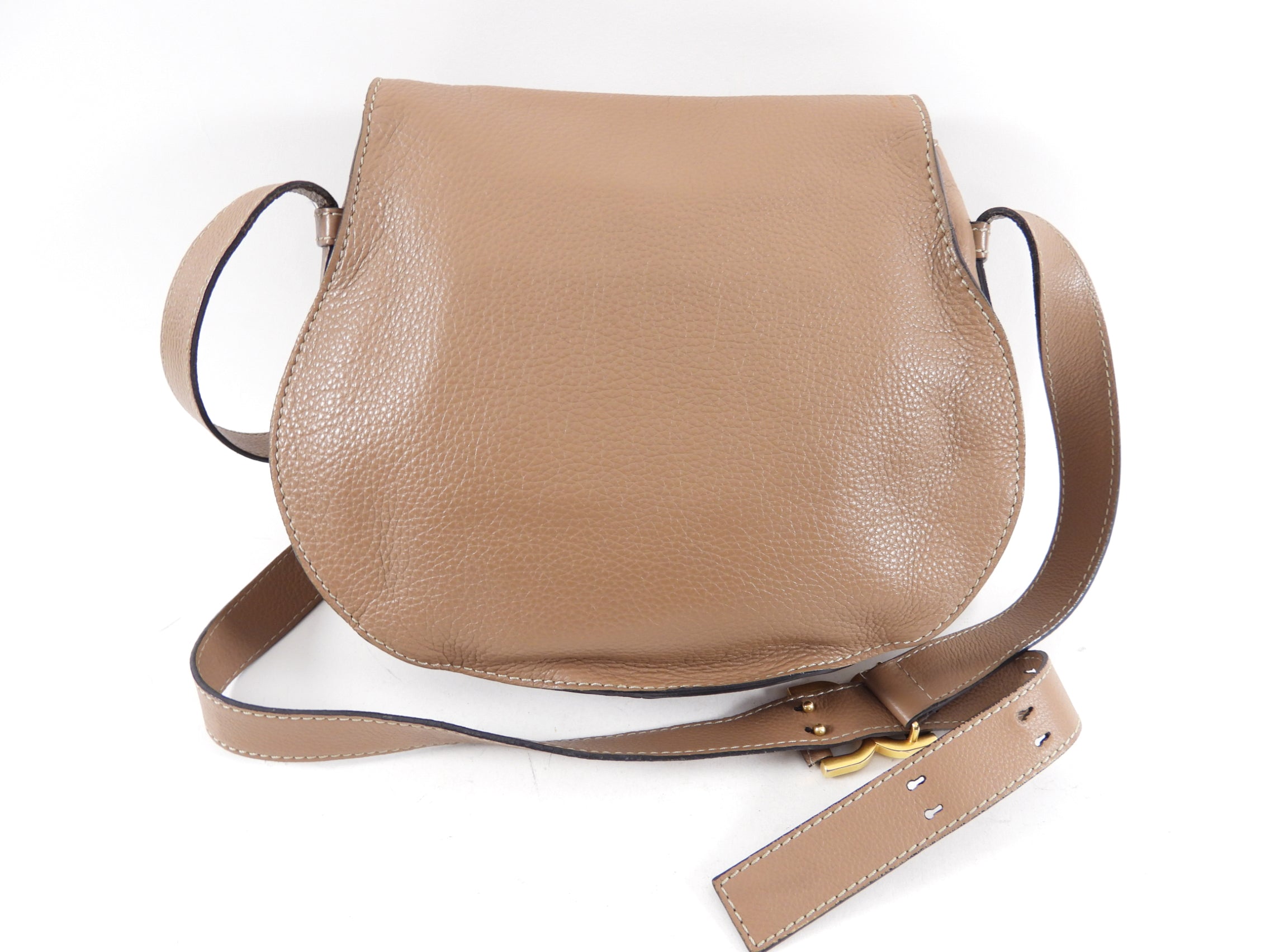 Chloe Light Brown Leather Marcie Saddle Crossbody Bag for Women - Stylish Shoulder Purse with Adjustable Strap, Perfect for Work, Travel & Everyday Use