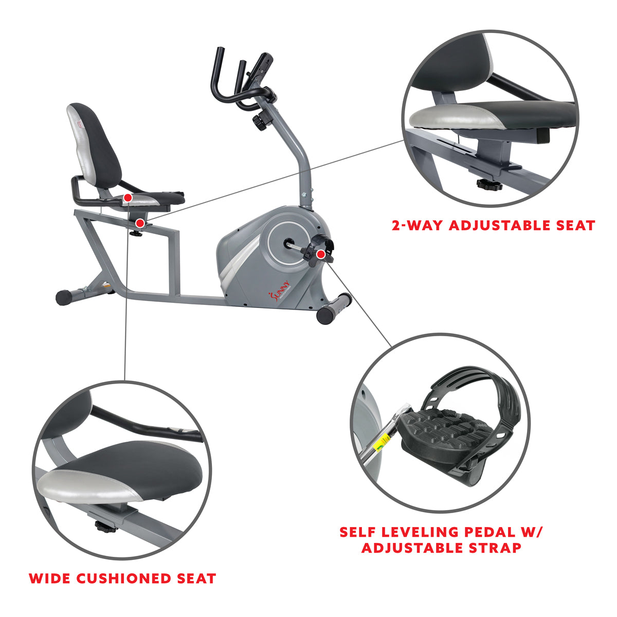 Magnetic Recumbent Exercise Bike with Soft Support Seat - Comfortable Indoor Cycling for Seniors & Rehab - Perfect for Home Gym, Physical Therapy & Low-Impact Workouts