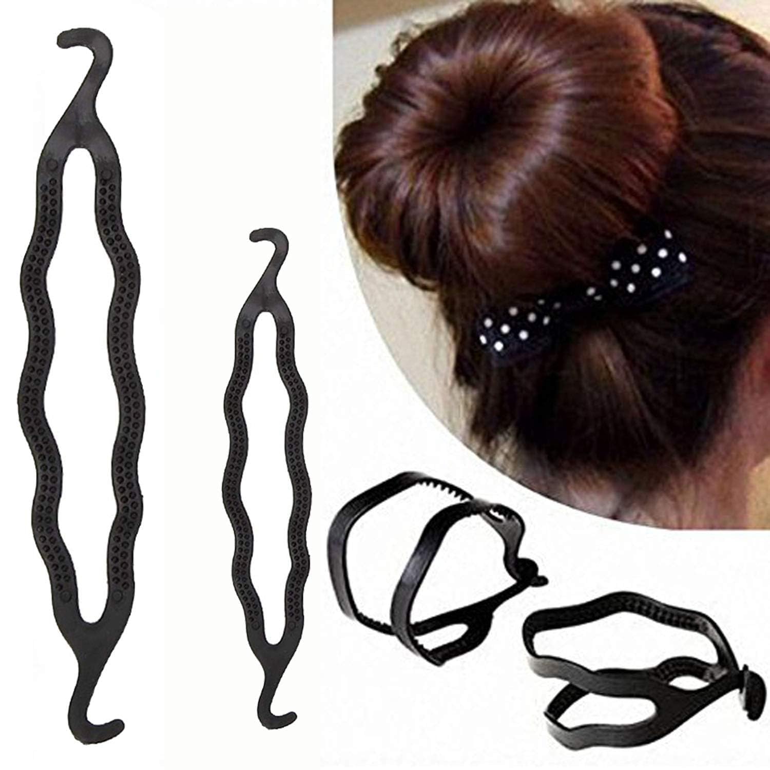 Natth Set of 5 Hair Bun Makers - Hair Styling Tools for Women & Girls (Black) | Perfect for Updos, Ponytails & Everyday Hairstyles