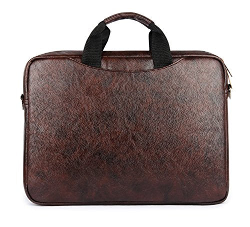 15.6 Inch Leatherette Laptop Briefcase - Business Messenger Bag for Men & Women, Dark Brown - Perfect for Office, Travel & Daily Commute