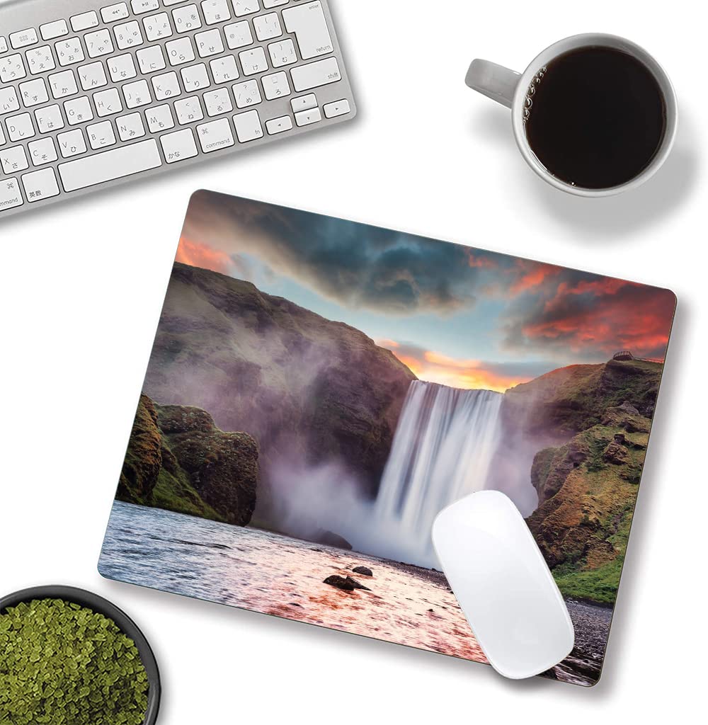 Hokafenle Waterfall Mouse Pad - Non-Slip Rubber Base Square Desk Mat for Office & Laptop - Perfect for Gaming, Work & Home Use