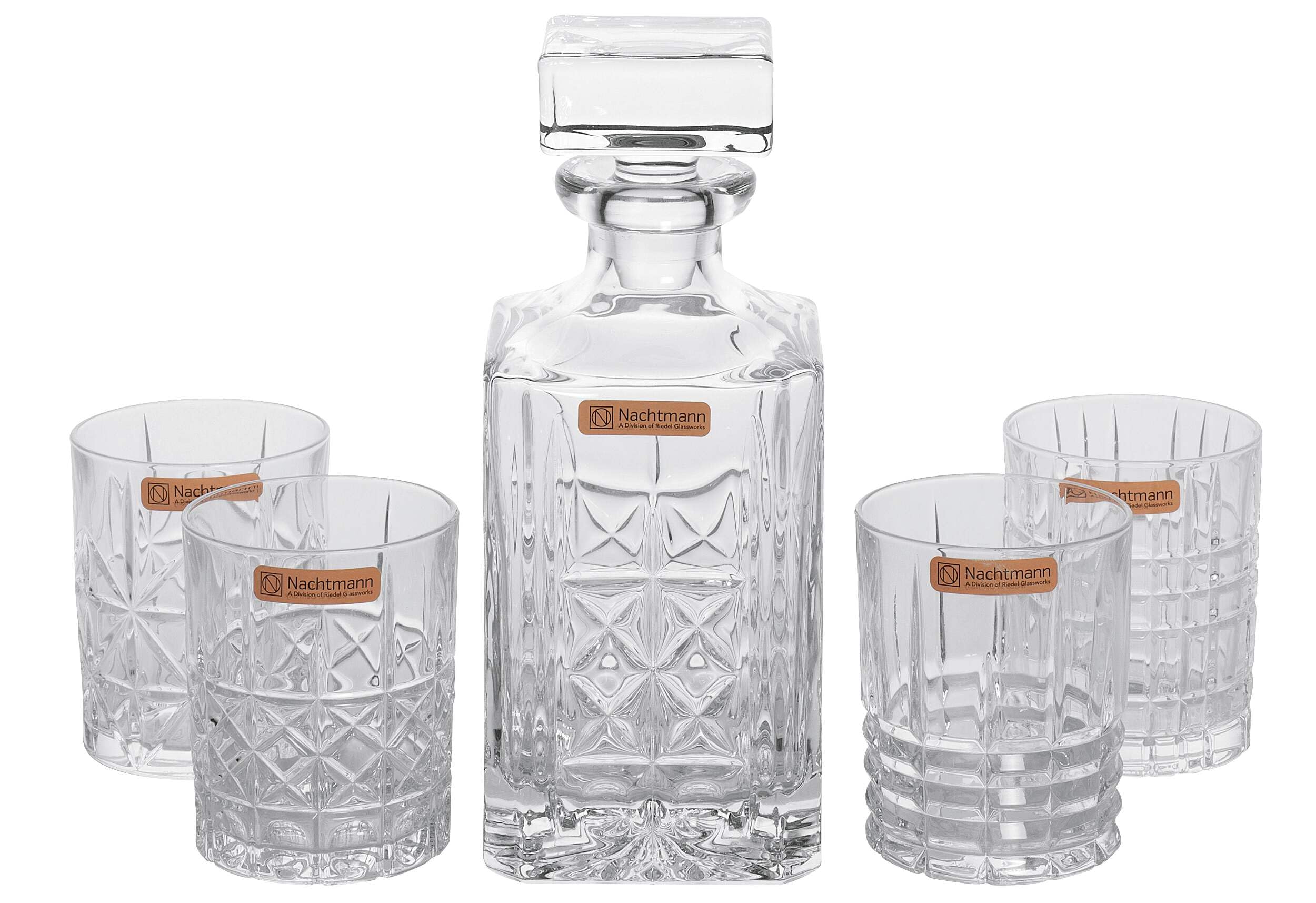 Nachtmann Highland Whisky Glass Set - 5-Piece Crystal Whiskey Tumbler Gift Set for Scotch, Bourbon & Whiskey Lovers - Perfect for Home Bars, Gifting & Entertaining