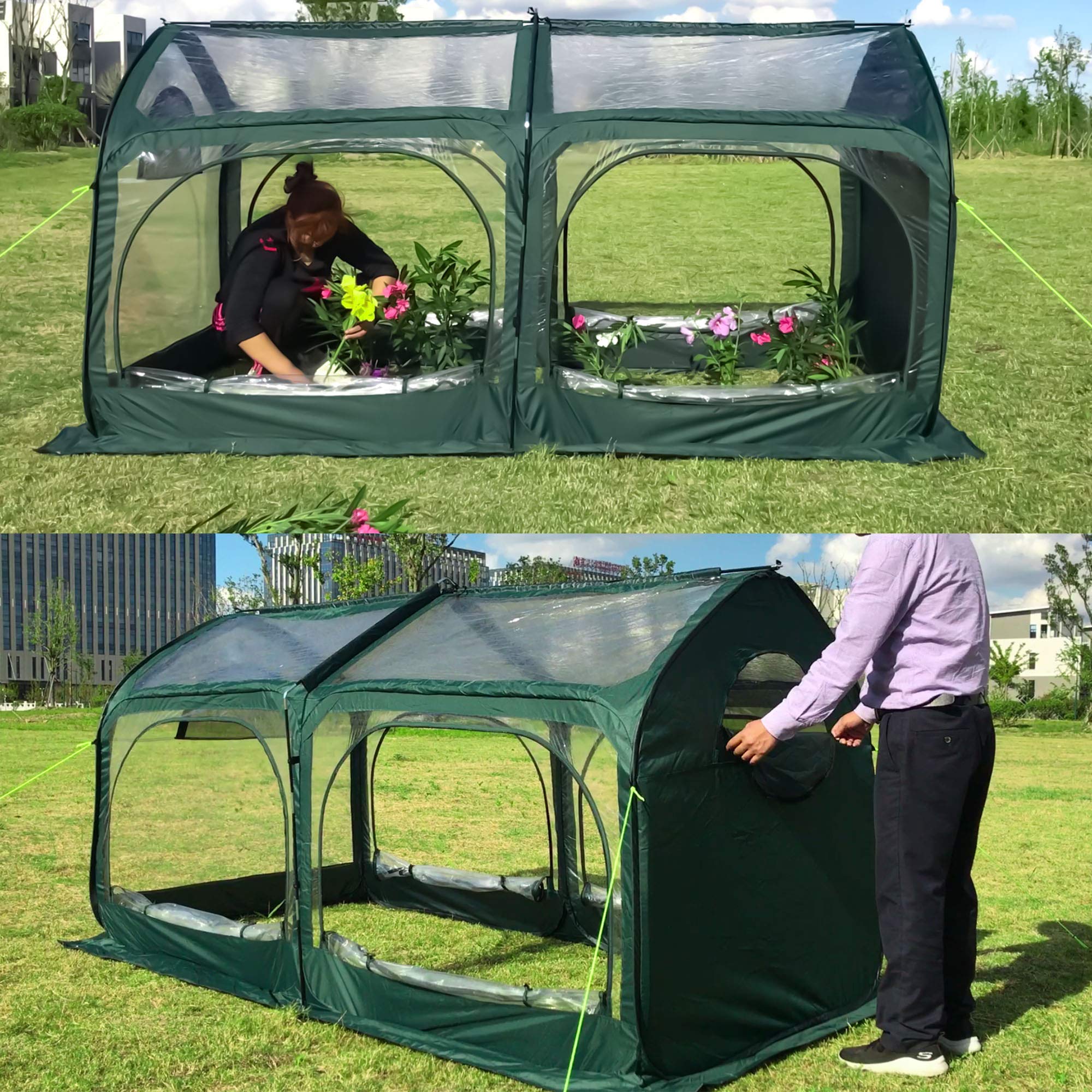 Porayhut Pop Up Greenhouse Cover - Mini Flower House for Gardening, Plant Protection from Cold & Frost - PVC Backyard Greenhouse for Plants & Flowers - Perfect for Indoor/Outdoor Gardening, Seed Starting & Winter Plant Care