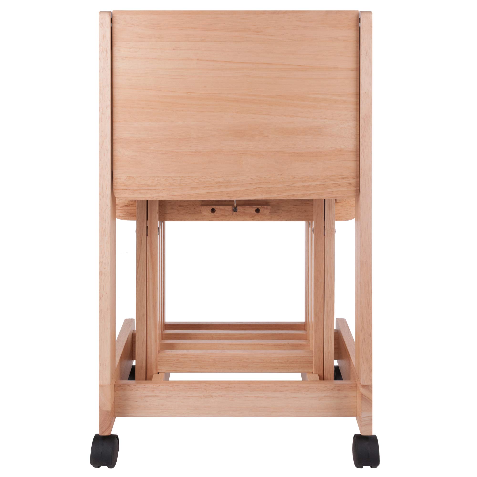 Winsome Brienda 32-Inch Natural Wood Snack Table Set with Mobile Serving Cart - 4-Piece Living Room & Patio Coffee Table Set for Entertaining, Snacks, and Drinks