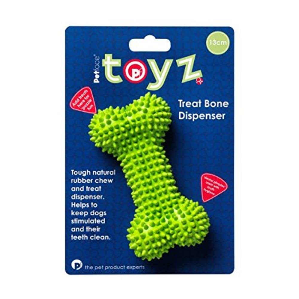 **Toyz Treat Bone Dispenser - Natural Rubber Chew Toy for Dogs, Durable & Safe for Aggressive Chewers - Perfect for Training, Boredom Relief & Dental Health (Pack of 1)**