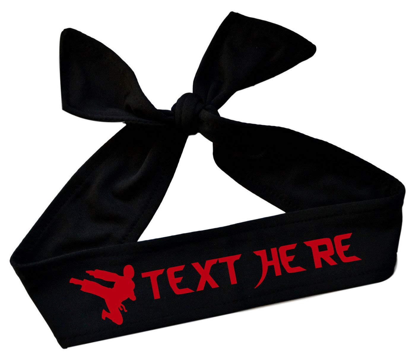 Personalized Martial Arts Headband with Kicking Silhouette - Custom Taekwondo Tie Back Hairband for Women & Girls - Perfect for Training, Competitions & Gifts