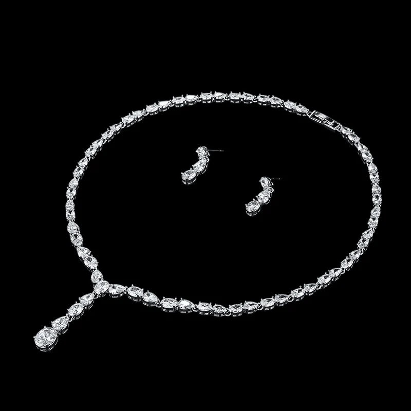 Brides Crystal Necklace and Earring Jewelry Set A9774 - Elegant Wedding Jewelry for Brides, Bridesmaids, and Formal Occasions