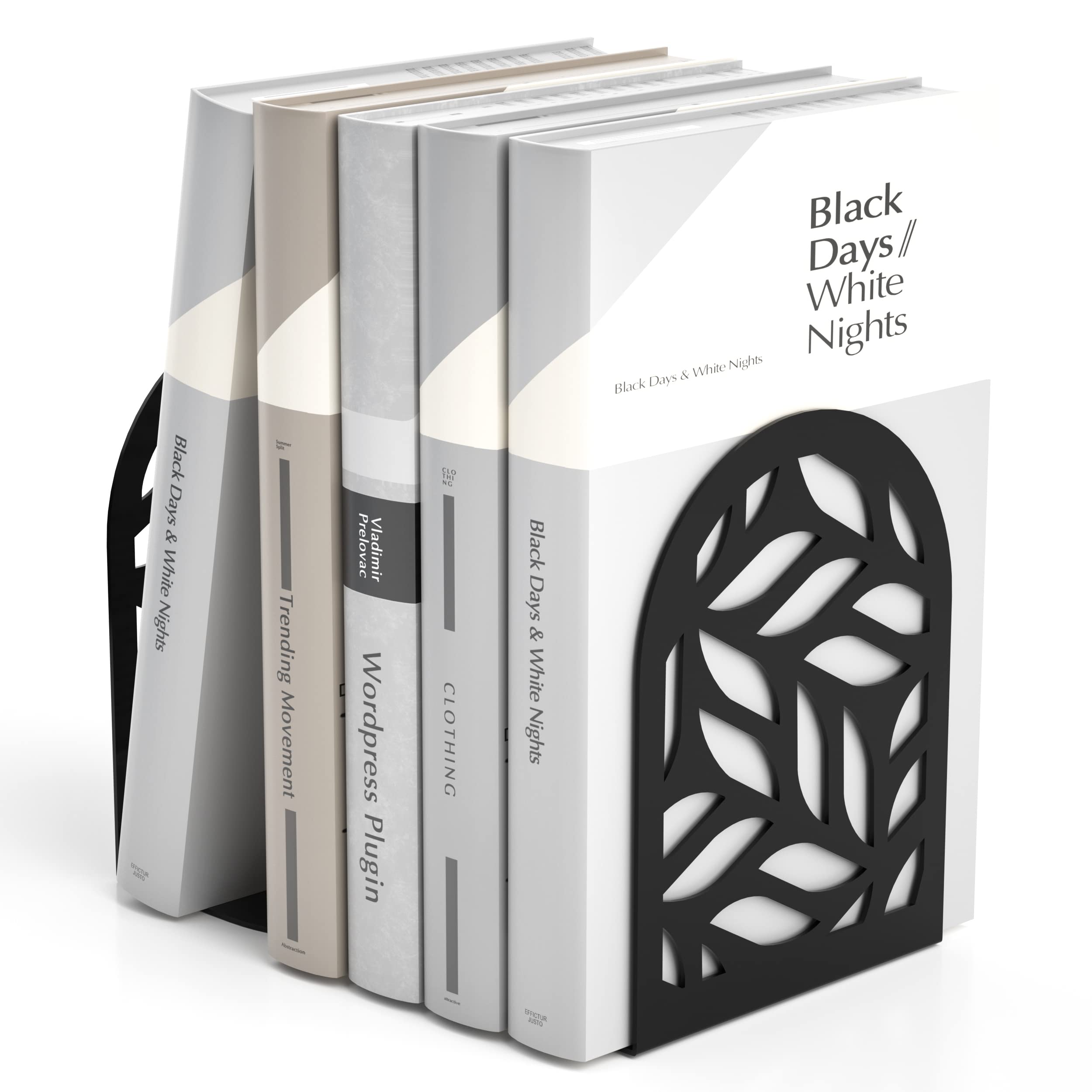 Heavy Duty Metal Bookends - Non-Skid Decorative Book Stoppers for Shelves | Holds Heavy Books Securely | Perfect for Home Office School Library Organization (Black, 1 Pair, Large) | Ideal for Bookshelves, Desks & Study Spaces