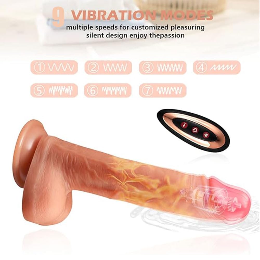 Realistic Rabbit Vibrator with 9 Vibration & 3 Thrusting Modes - Remote Control Silicone Dildo for G Spot, Clitoral & Anal Stimulation | Perfect for Women & Couples - Enhance Intimacy & Solo Play in Bedroom or Romantic Nights