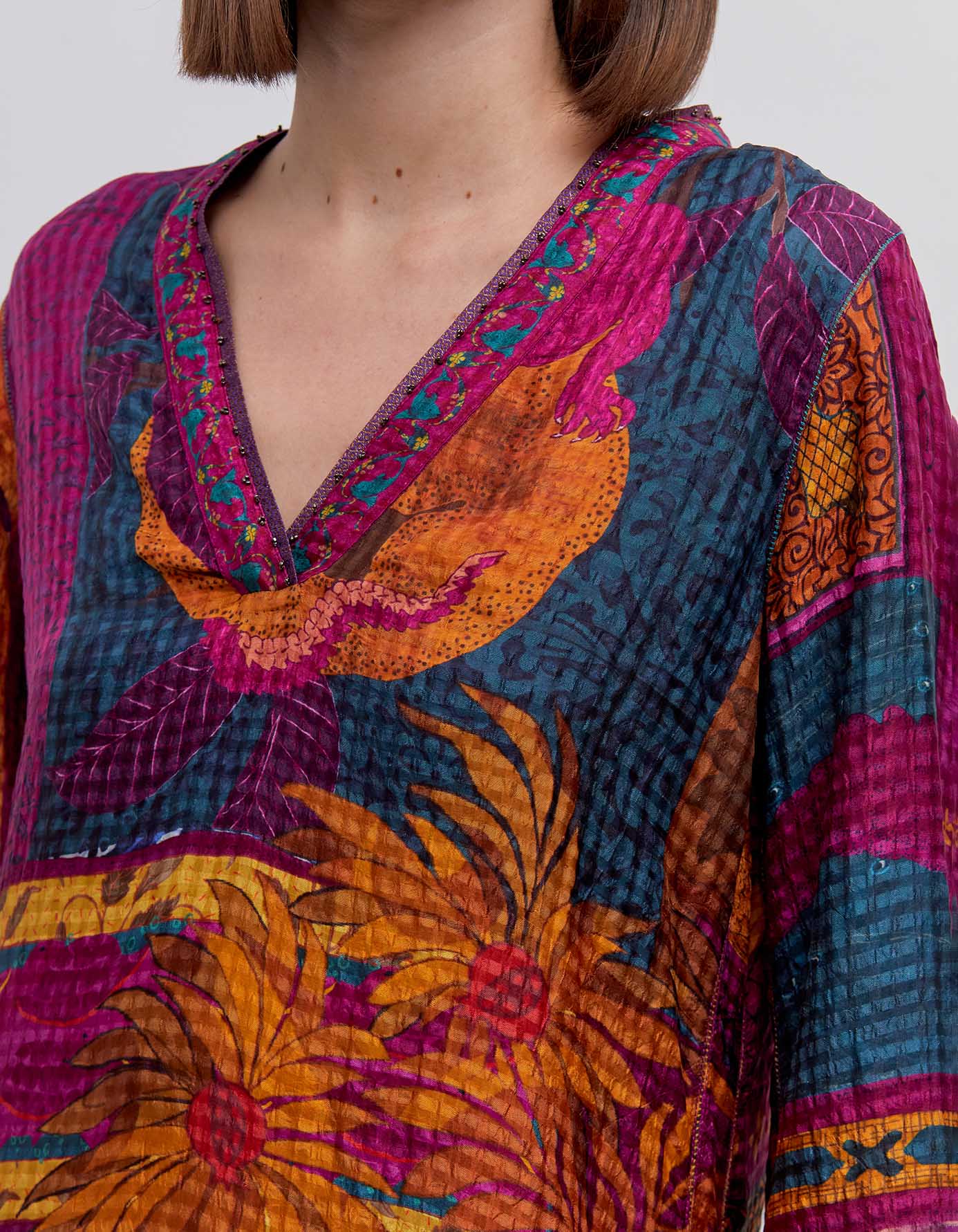 Damini Kurta Silk Check Purple Panchatantra - Elegant Indian Silk Kurta for Women | Perfect for Festivals, Weddings & Ethnic Occasions