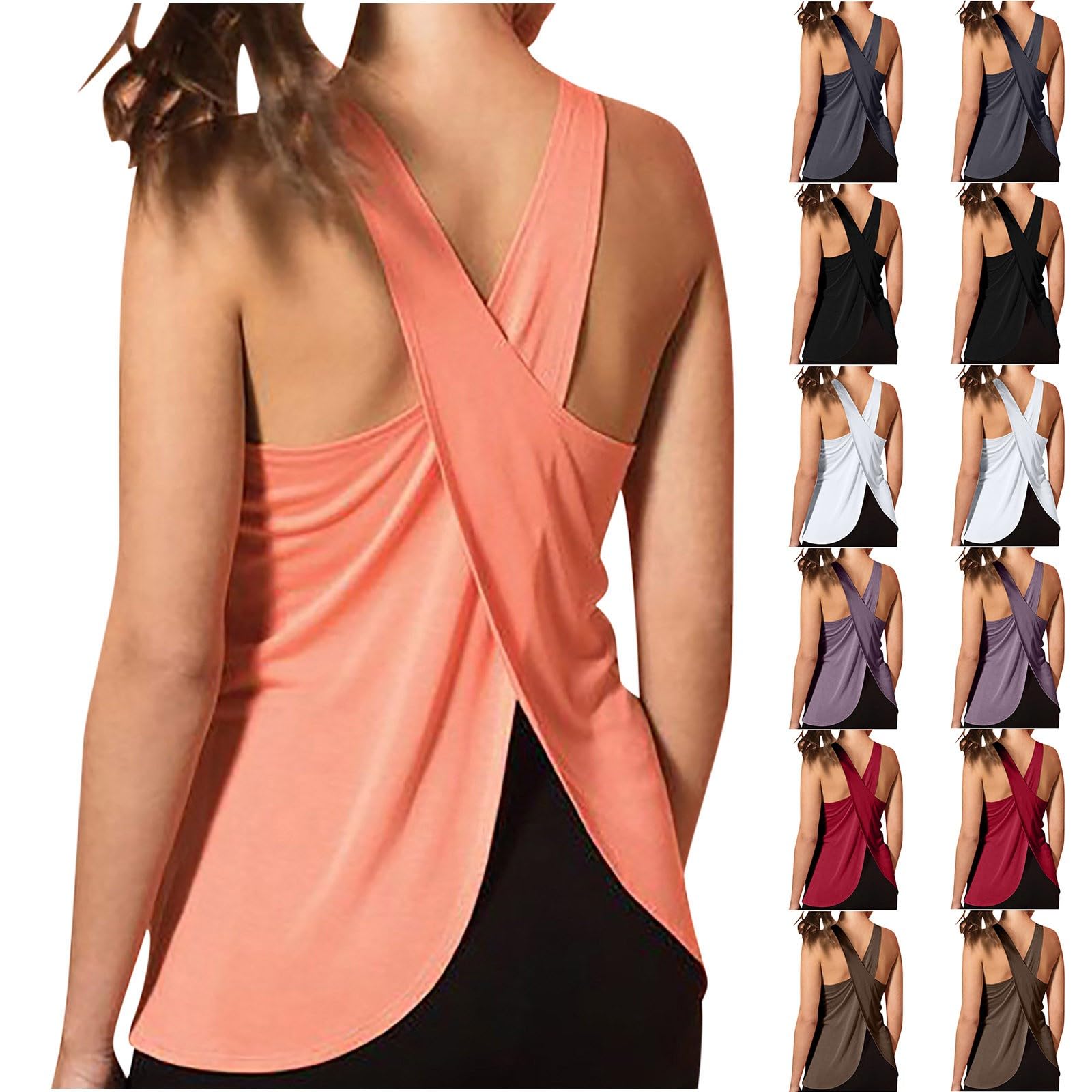 Breathable Open Back Workout Tank Tops for Women - Sleeveless Criss-Cross Design Activewear Shirts - Perfect for Yoga, Gym & Summer Workouts