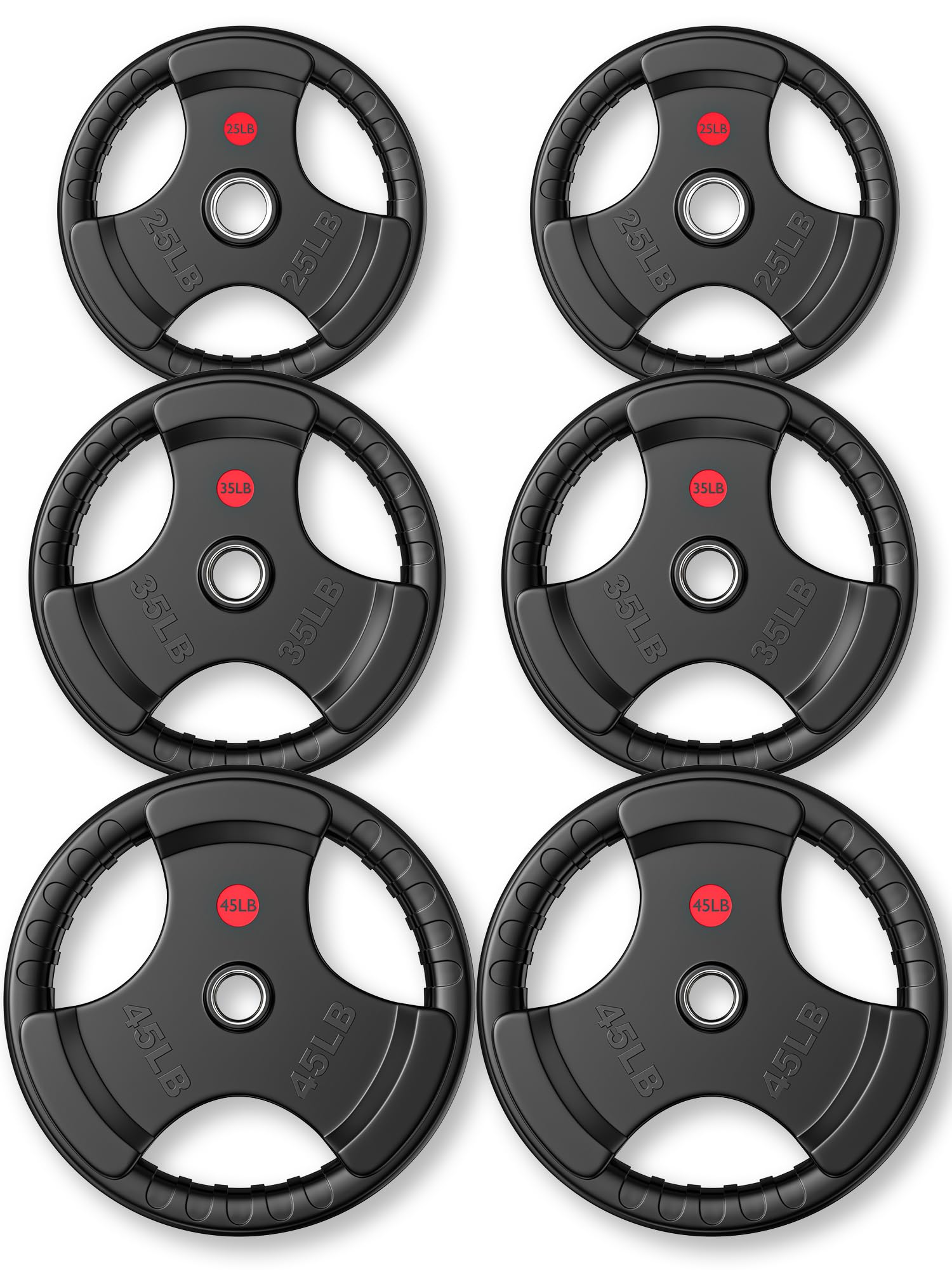 GIKPAL Olympic Rubber Grip Weight Plates Set - 2-Inch Hole Solid Cast Iron Core for Home Gym Strength Training (10lb-45lb) | Perfect for Weightlifting, CrossFit & Powerlifting Workouts