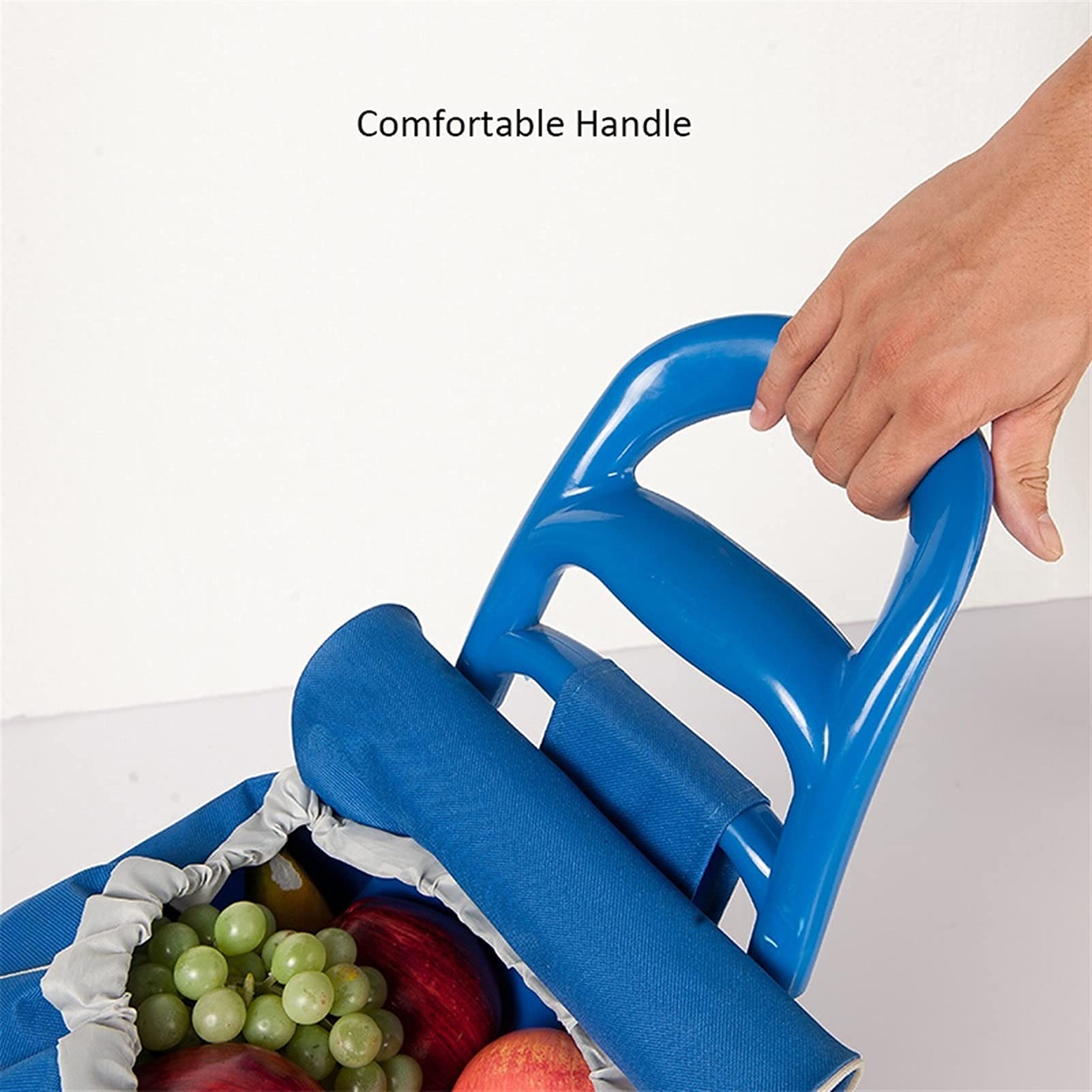 Heavy Duty Collapsible Folding Wagon Cart with Wheels - Portable Utility Shopping Trolley for Groceries, Luggage & Outdoor Activities | Perfect for Supermarkets, Camping, Beach Trips & Home Use (Blue)