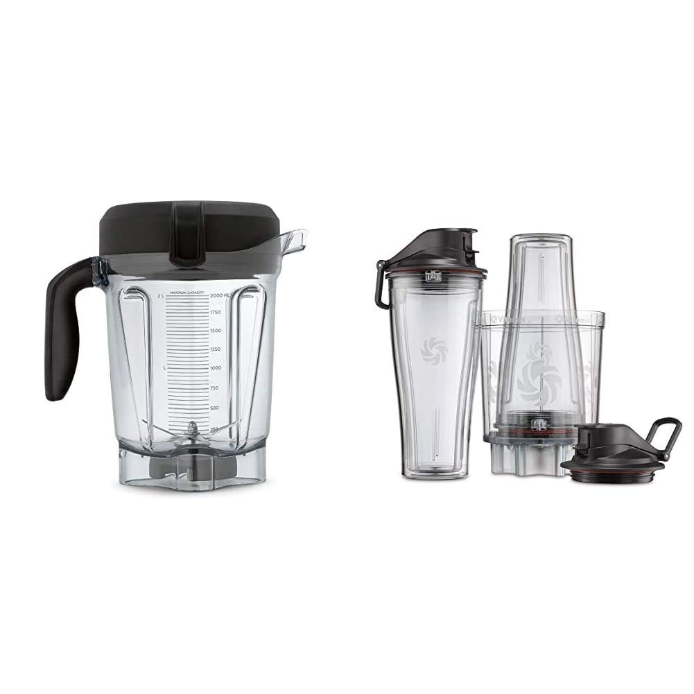 Vitamix 64oz Low-Profile Blender Container with Personal Cup Adapter - Perfect for Smoothies, Soups & Nut Butters - Ideal for Small Kitchens & Countertop Blending