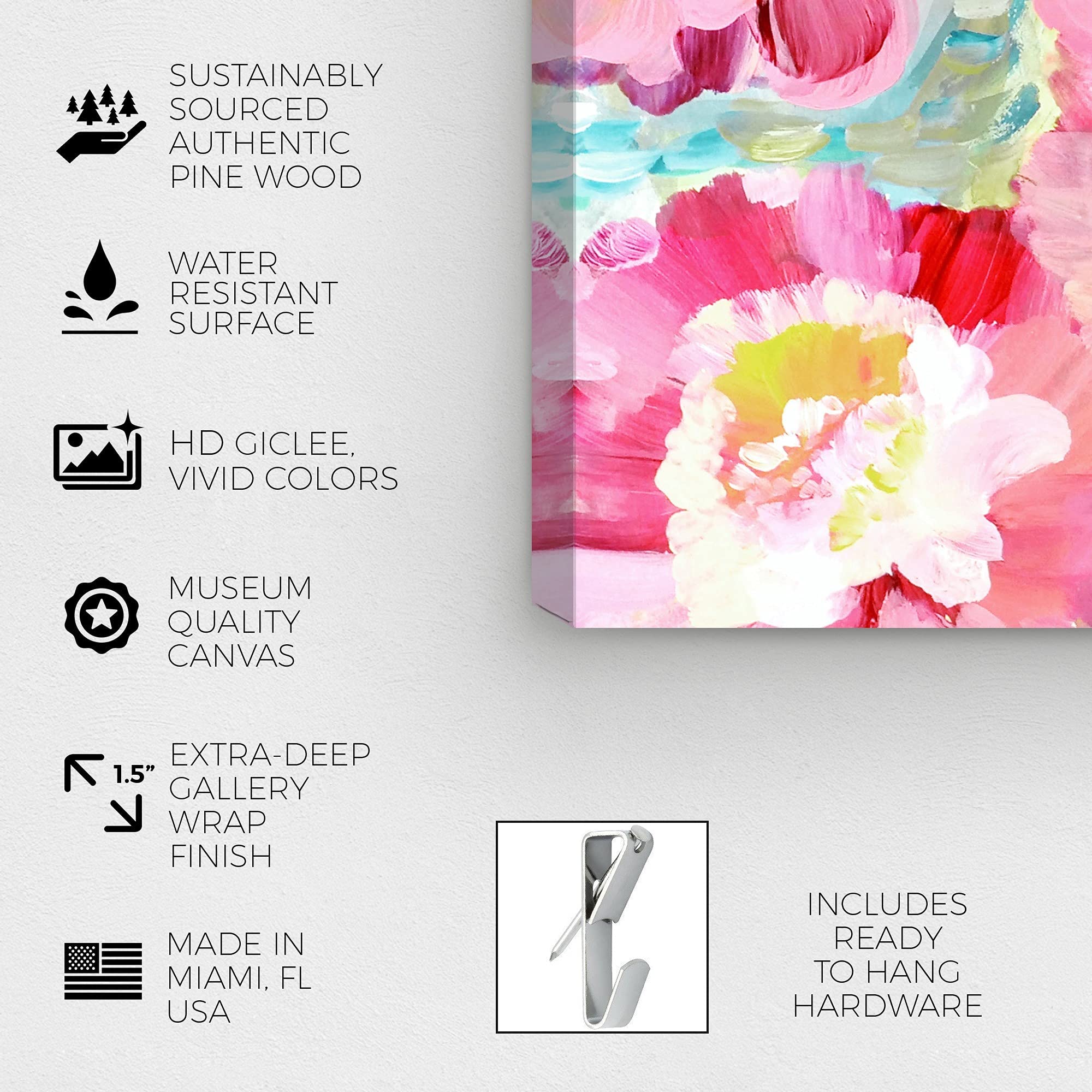 Floral and Botanical Wall Art Canvas Prints - 'Flowers in The Sun' Nature Inspired Home Decor for Living Room, Bedroom & Office