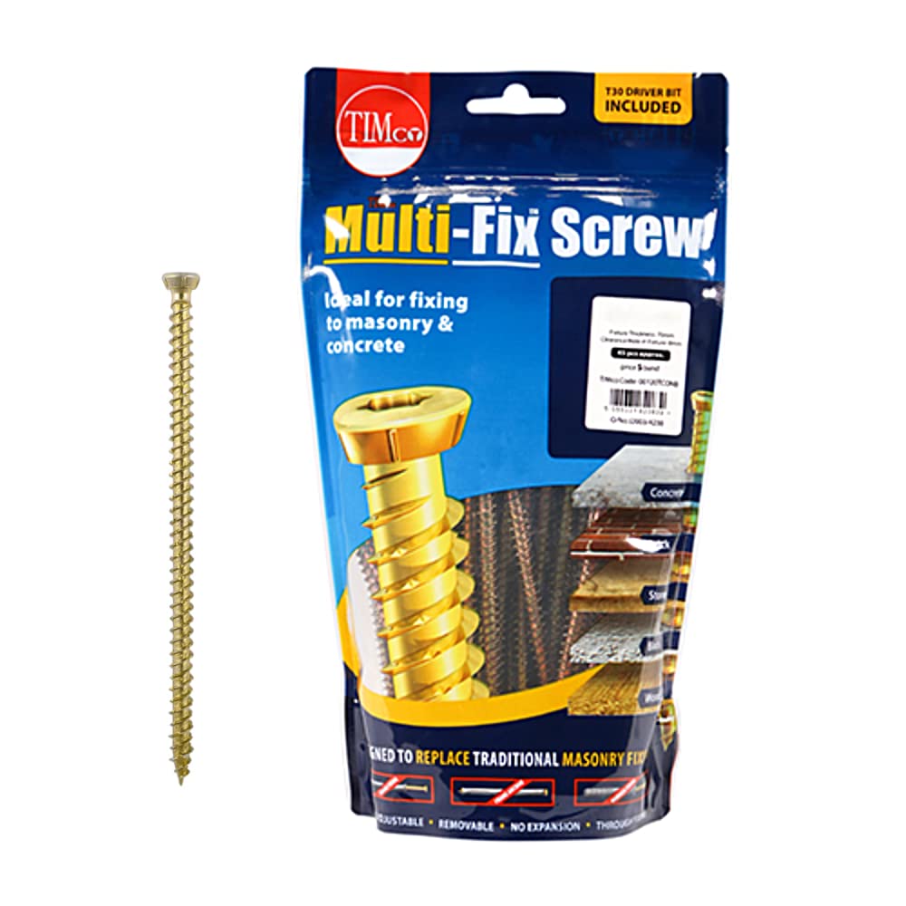 High-Strength Concrete Screws Flat Countersunk Gold 7.5x70mm - Heavy Duty Fasteners for Masonry, Drywall & Metal | Perfect for Construction, Hanging Shelves & Outdoor Projects