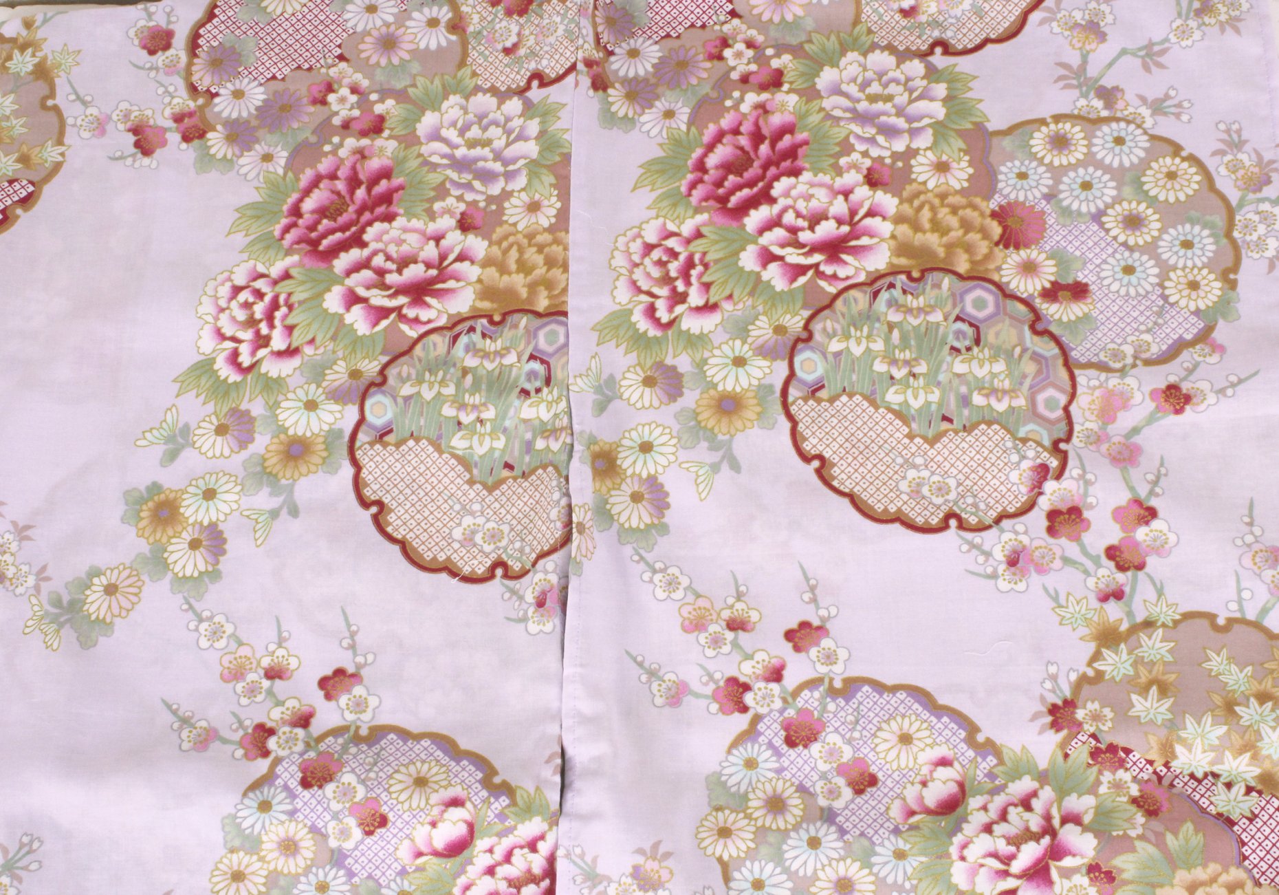 Women's Cotton Kimono Yukata Robe - Light Purple Floral Print, Medium (56