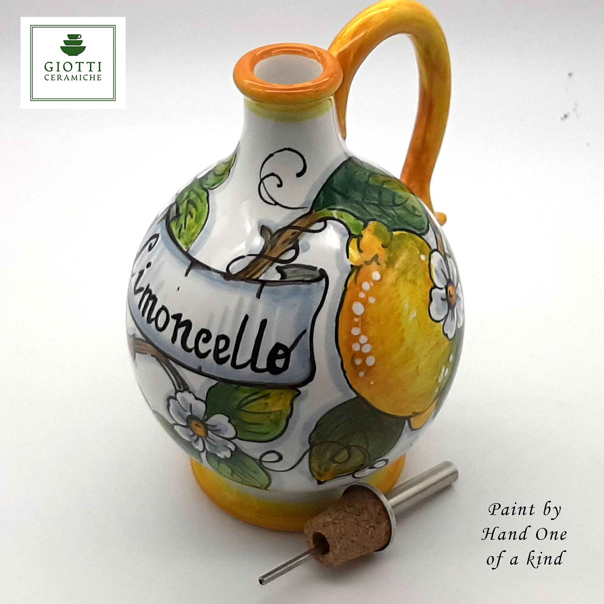 Italian Hand-Painted Limoncello Ceramic Set - 6 Shot Glasses & Tray with Lemon Design - Tuscan Kitchen Barware for Entertaining - Authentic Italy-Made Home Decor for Cocktail Parties & Gifts